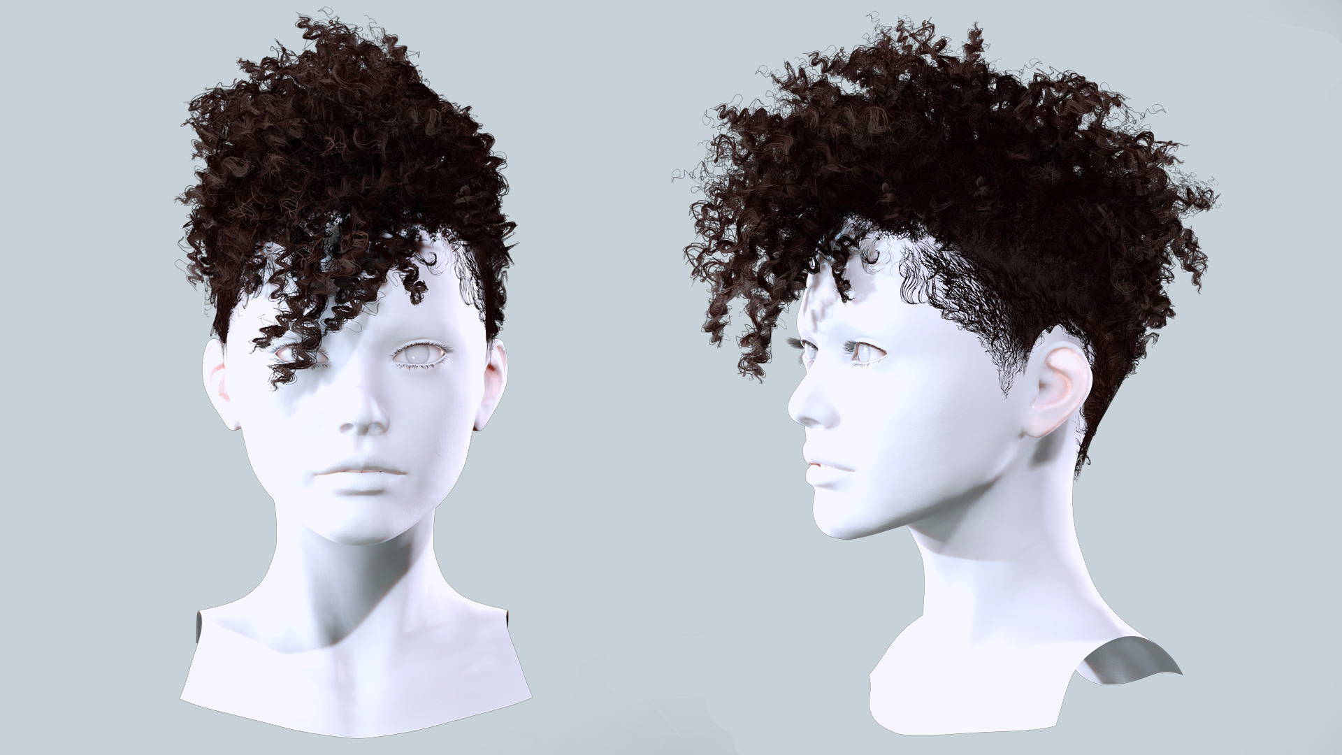 Curly Undercut Hairstyle - Realistic 3D Hair Low-poly 3D model_3