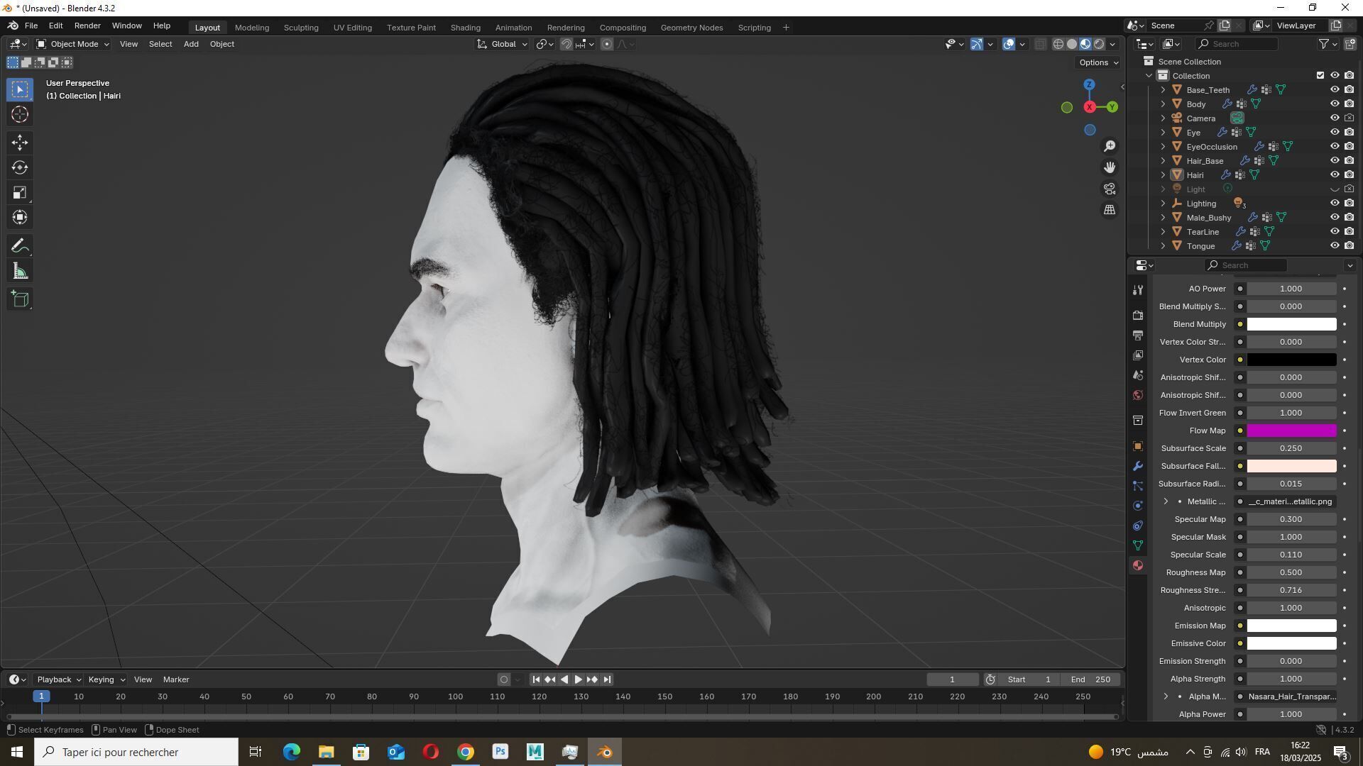 Medium Dreadlocks Hair -Realistic Male 3D Model Low-poly 3D model_8