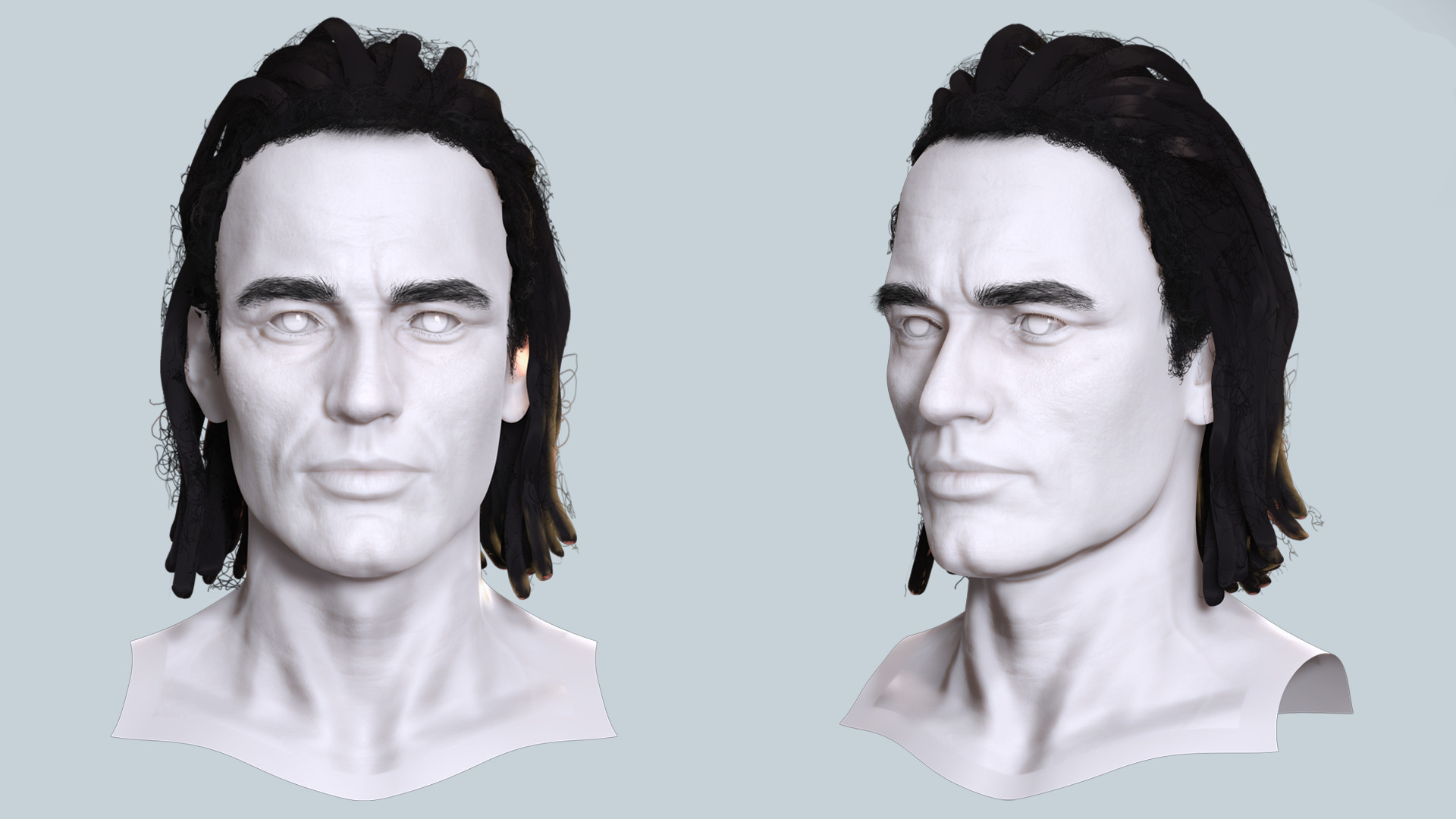 Medium Dreadlocks Hair -Realistic Male 3D Model Low-poly 3D model_3