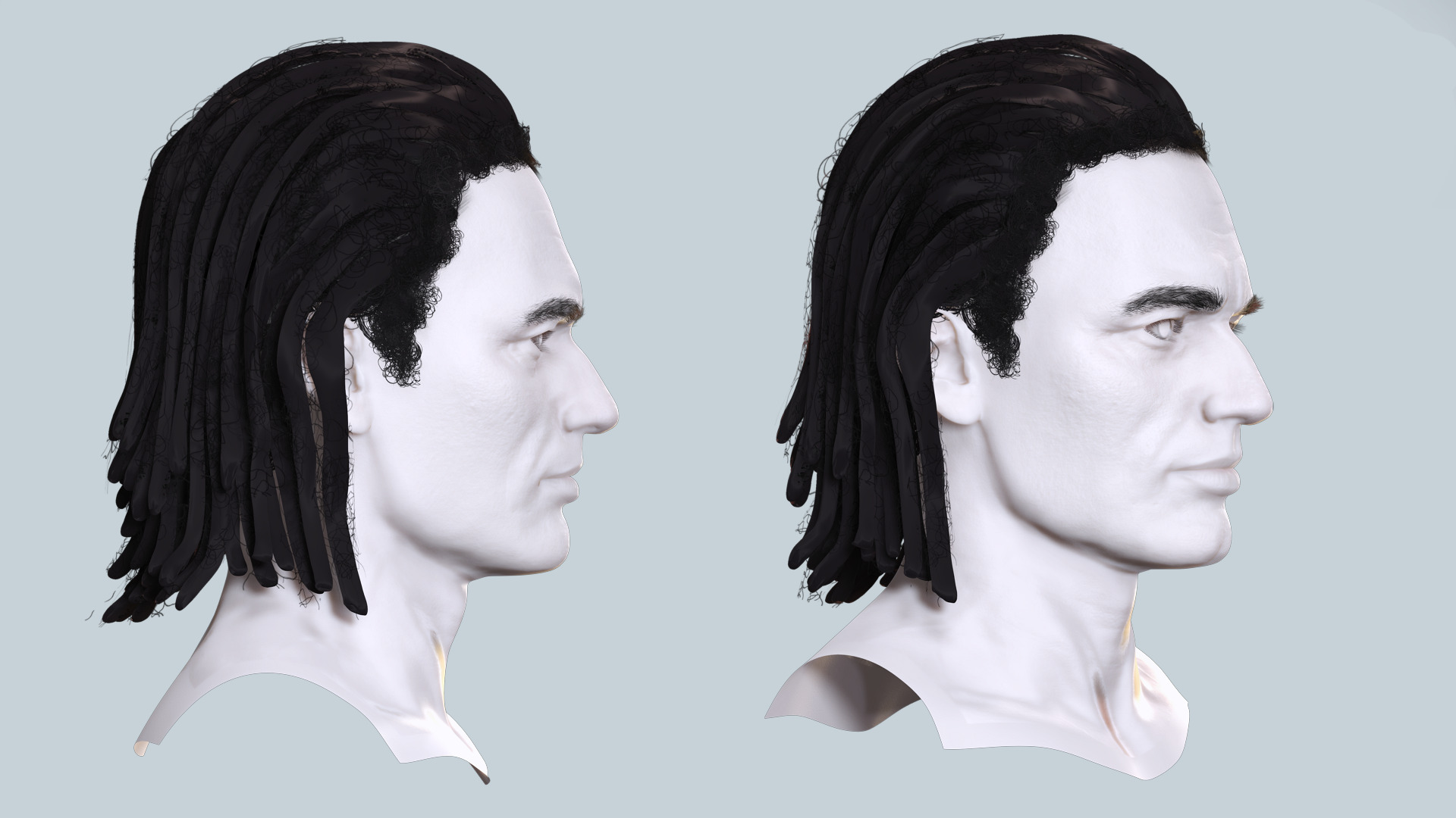 Medium Dreadlocks Hair -Realistic Male 3D Model Low-poly 3D model_6