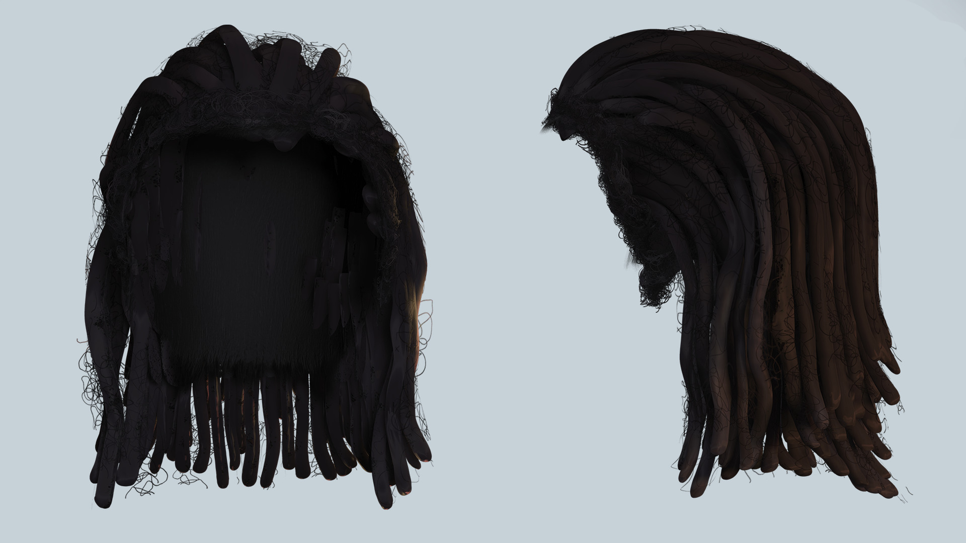 Medium Dreadlocks Hair -Realistic Male 3D Model Low-poly 3D model_7