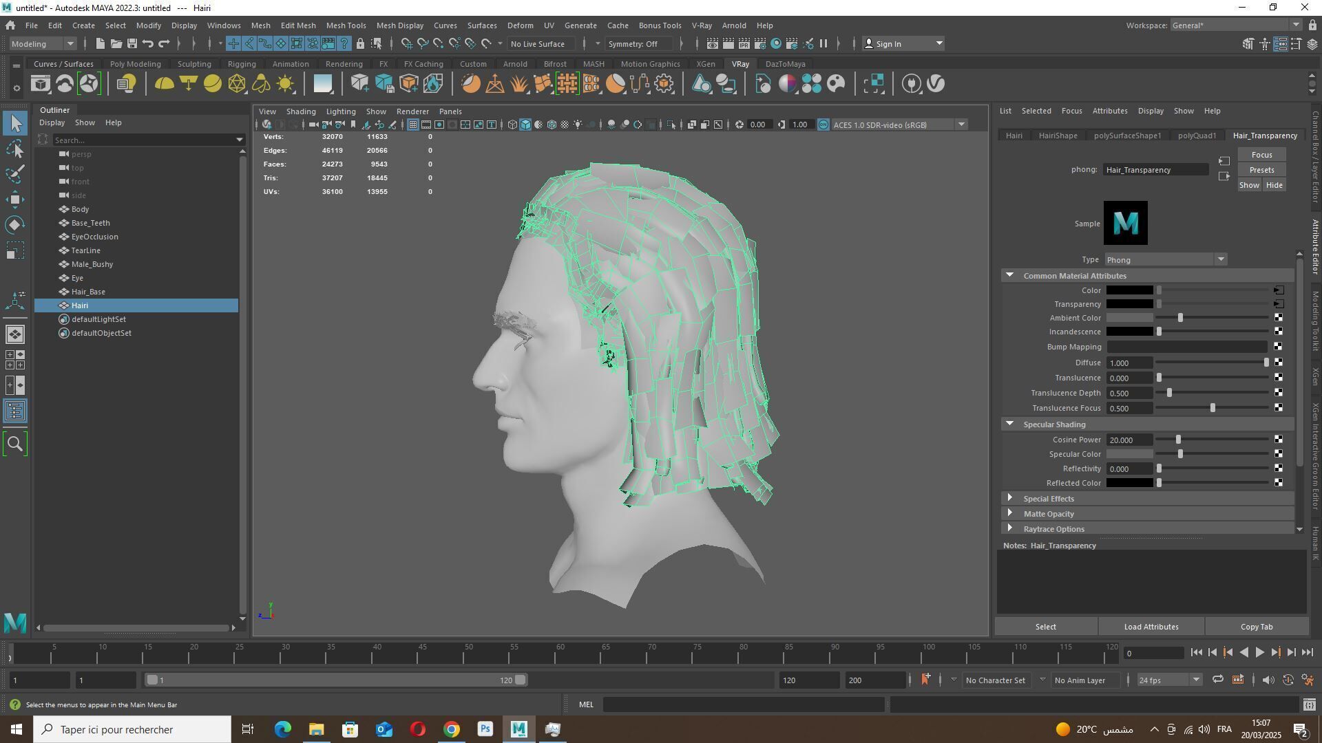 Medium Dreadlocks Hair -Realistic Male 3D Model Low-poly 3D model_12
