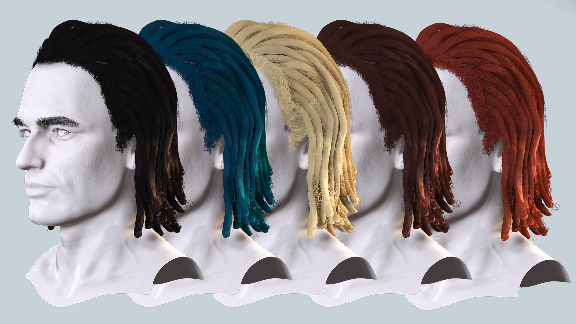 Medium Dreadlocks Hair -Realistic Male 3D Model Low-poly 3D model_2