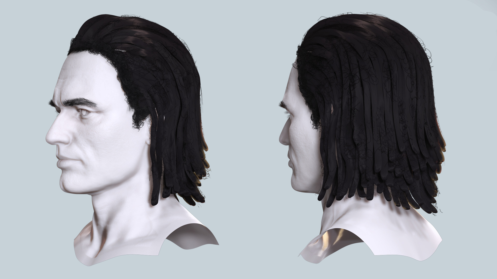 Medium Dreadlocks Hair -Realistic Male 3D Model Low-poly 3D model_4