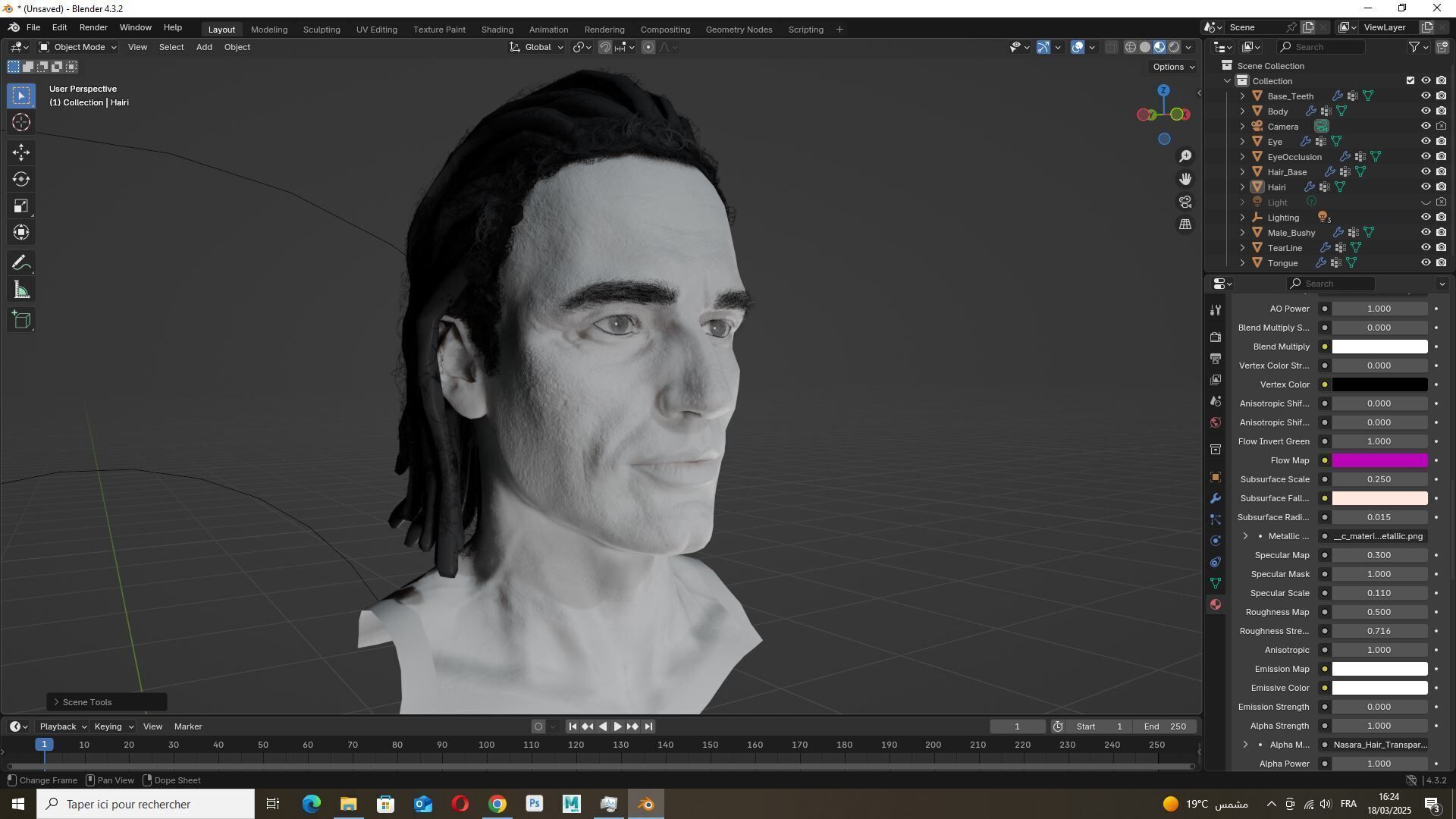 Medium Dreadlocks Hair -Realistic Male 3D Model Low-poly 3D model_9