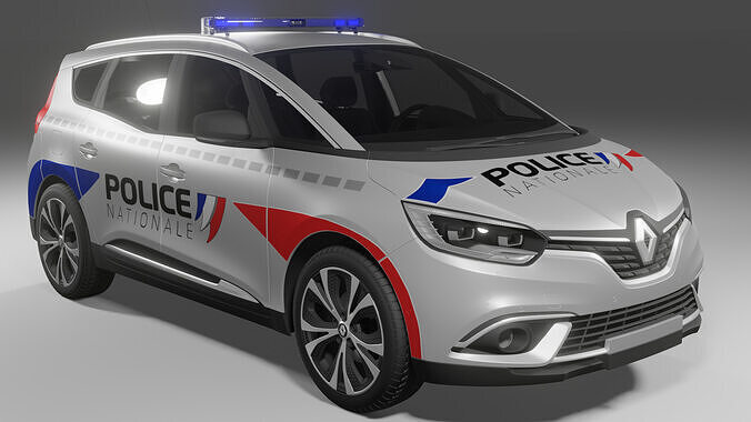 2017 Renault Scenic Grand with French Police Nationale Livery Low-poly 3D model