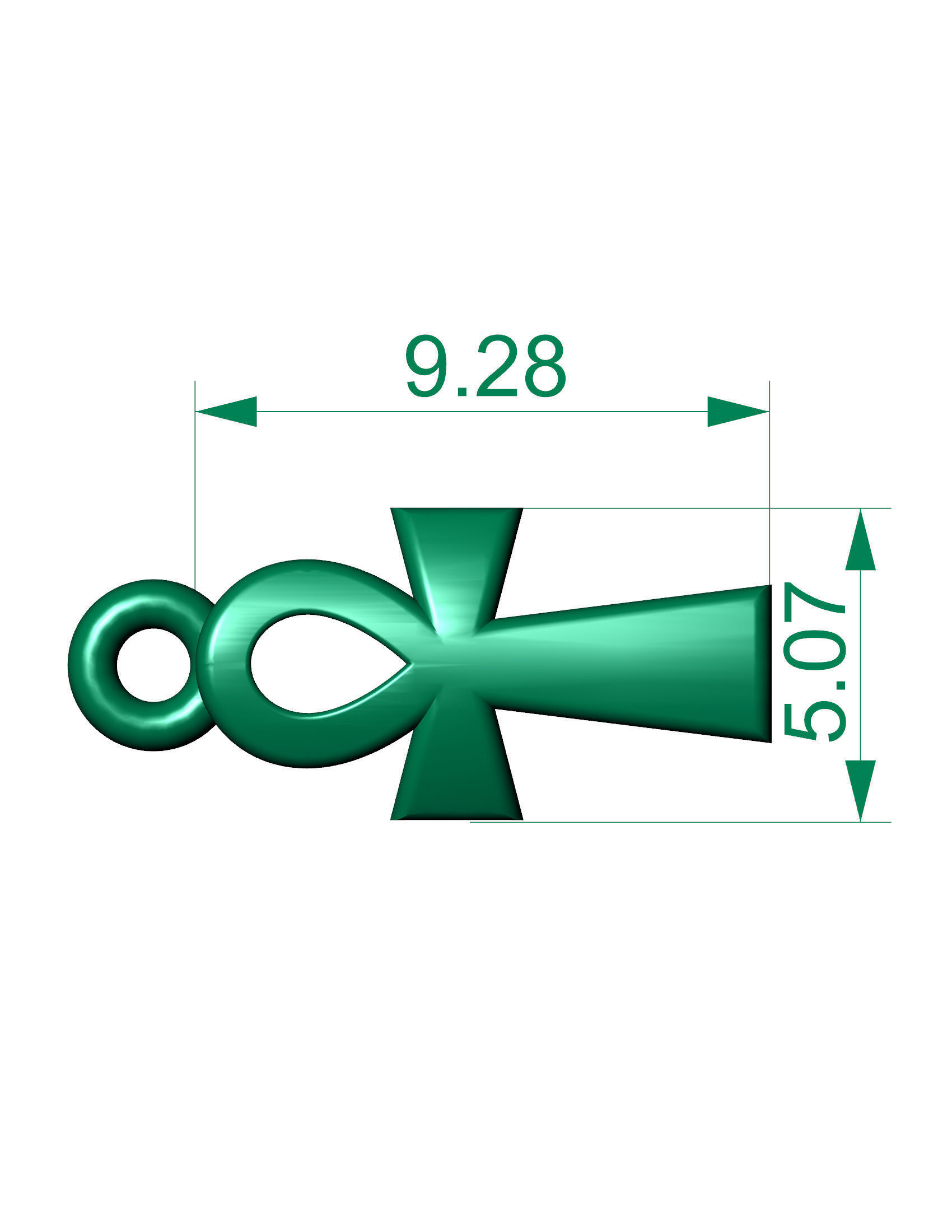 5 Size Top-Selling Ankh Cross Bracelet 3D Model For All Metal 3 3D Model Collection_3