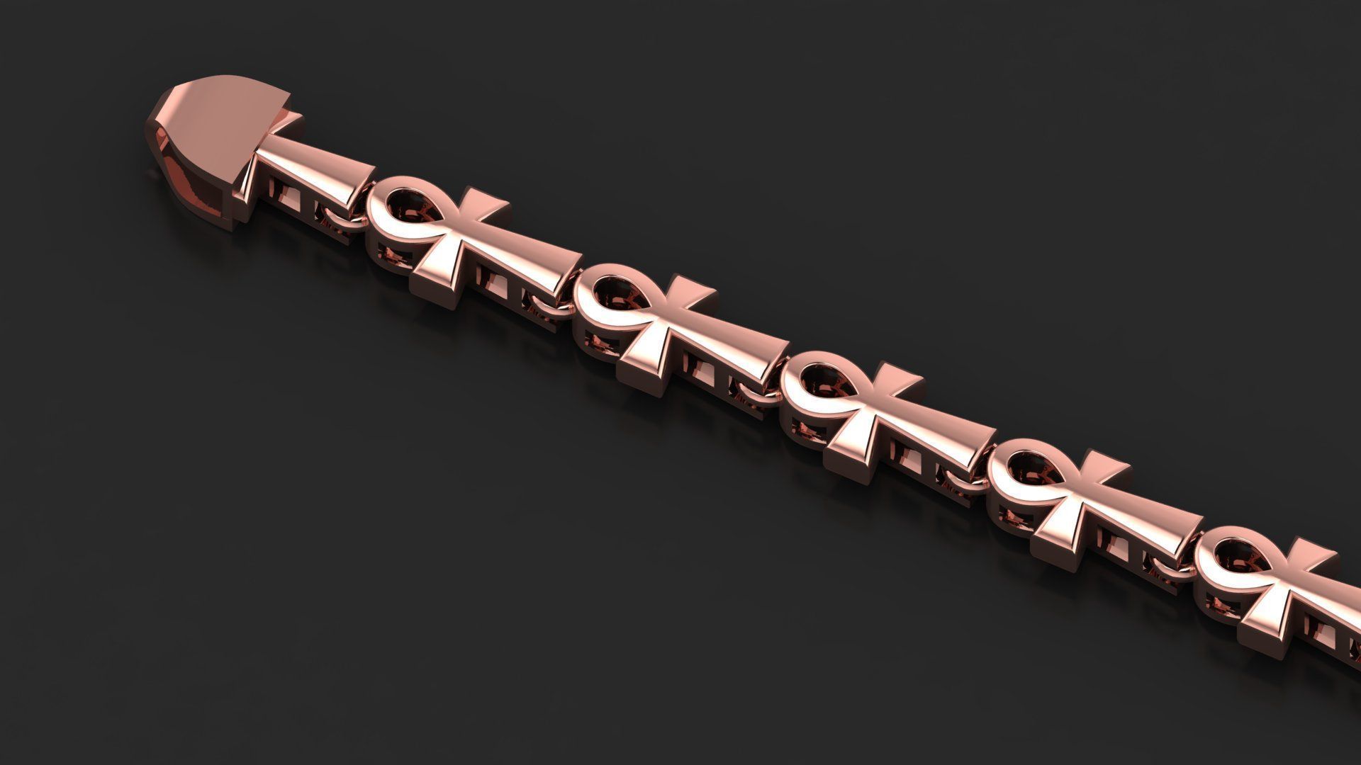 5 Size Top-Selling Ankh Cross Bracelet 3D Model For All Metal 3 3D Model Collection_5