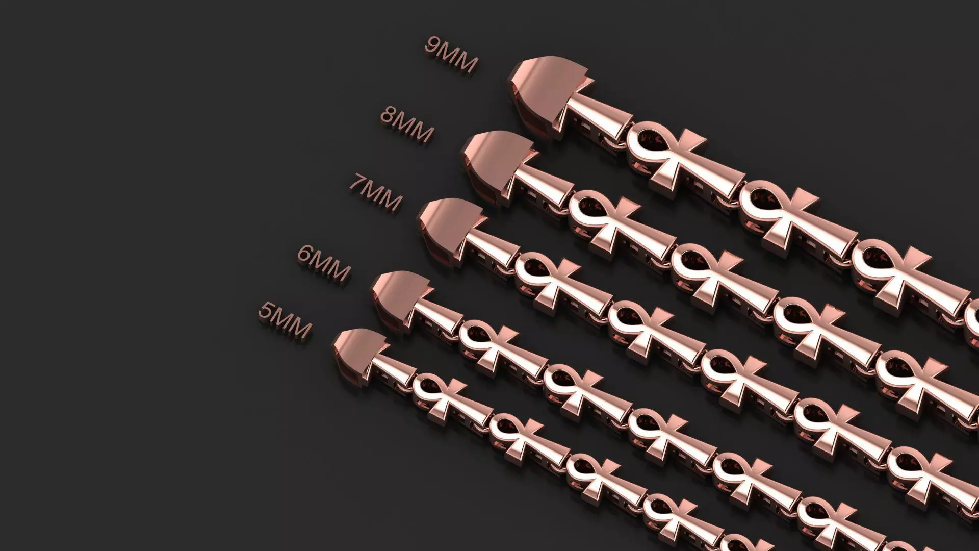 5 Size Top-Selling Ankh Cross Bracelet 3D Model For All Metal 3 3D Model Collection_0