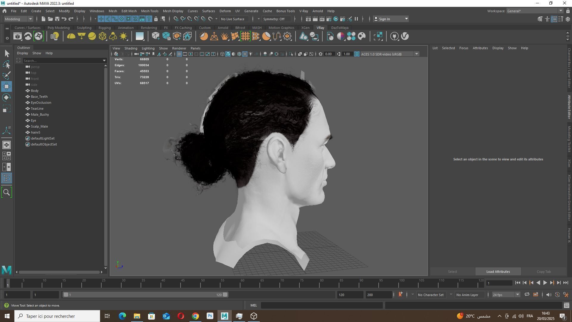 Curly Low Man Bun -Realistic Male 3D Hair Model Low-poly 3D model_12