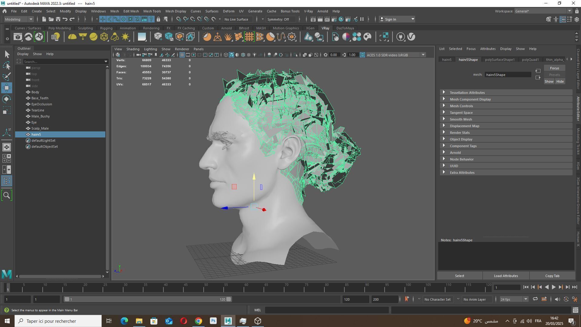 Curly Low Man Bun -Realistic Male 3D Hair Model Low-poly 3D model_11