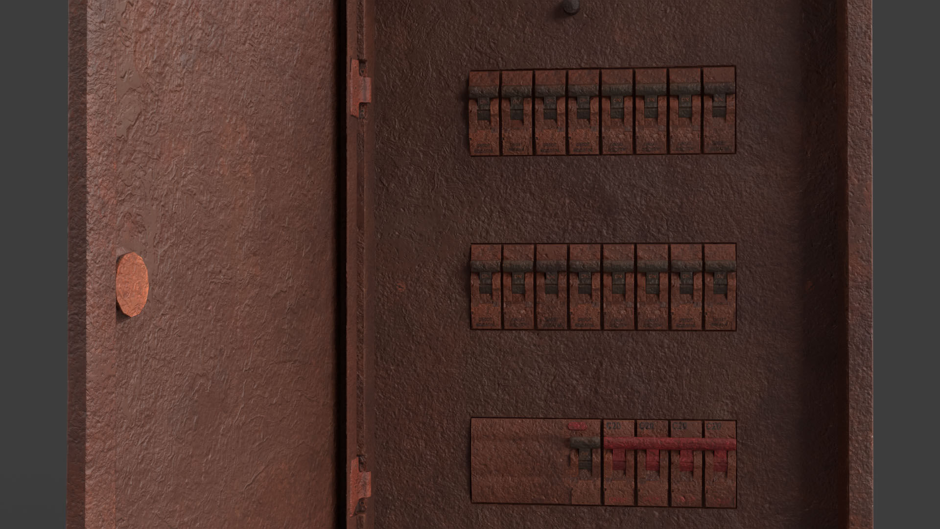 Rusted Power Box Low-poly 3D model_7