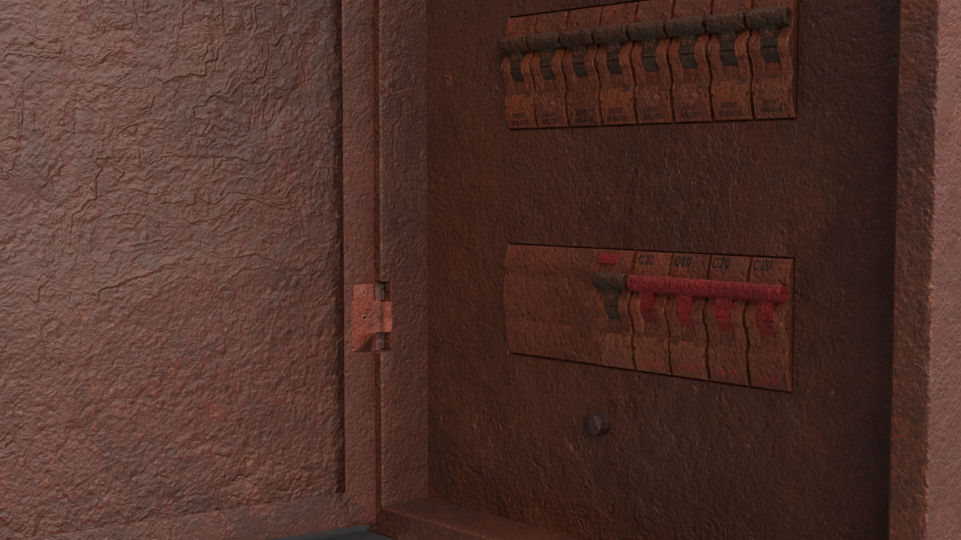 Rusted Power Box Low-poly 3D model_8