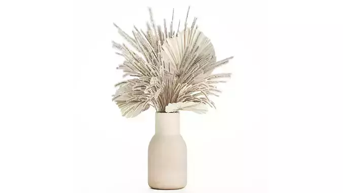 Bouquet Dried Flowers White Pampas Branches Palm 552