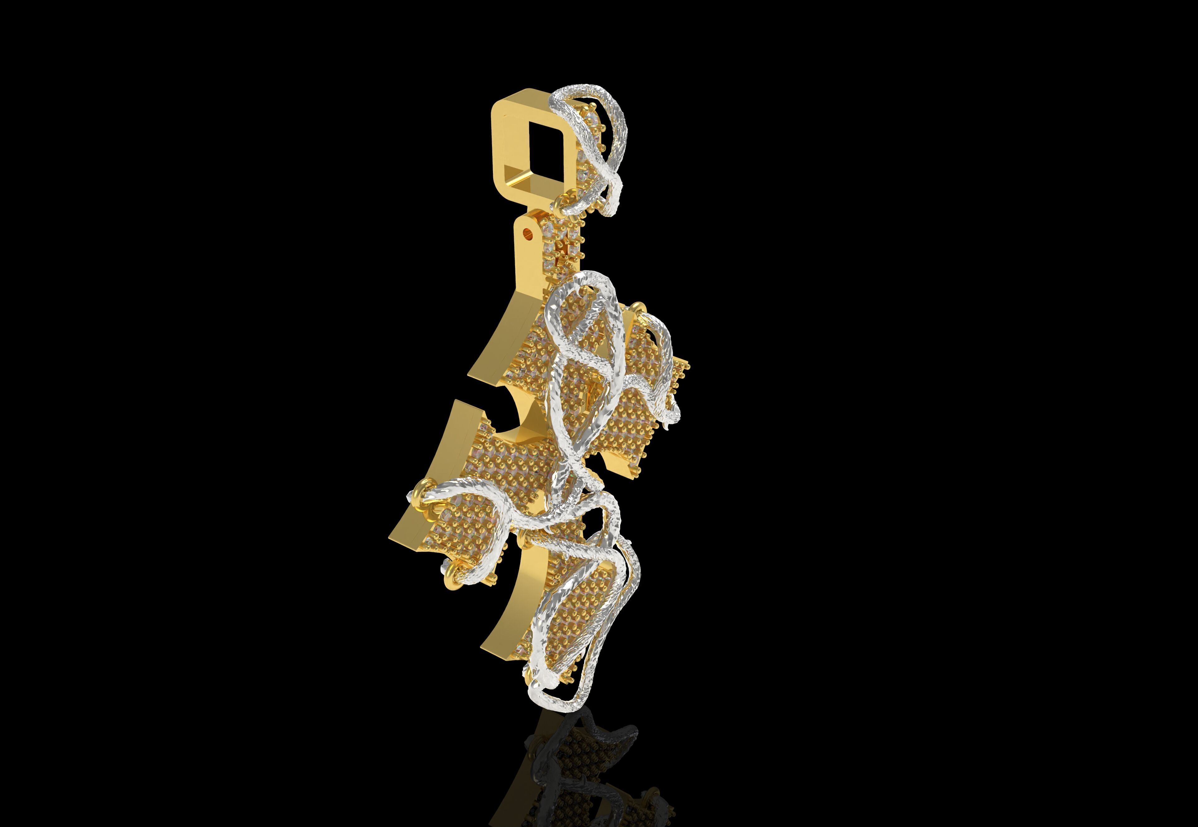 Cross Diamond Pendant 3D print model_4