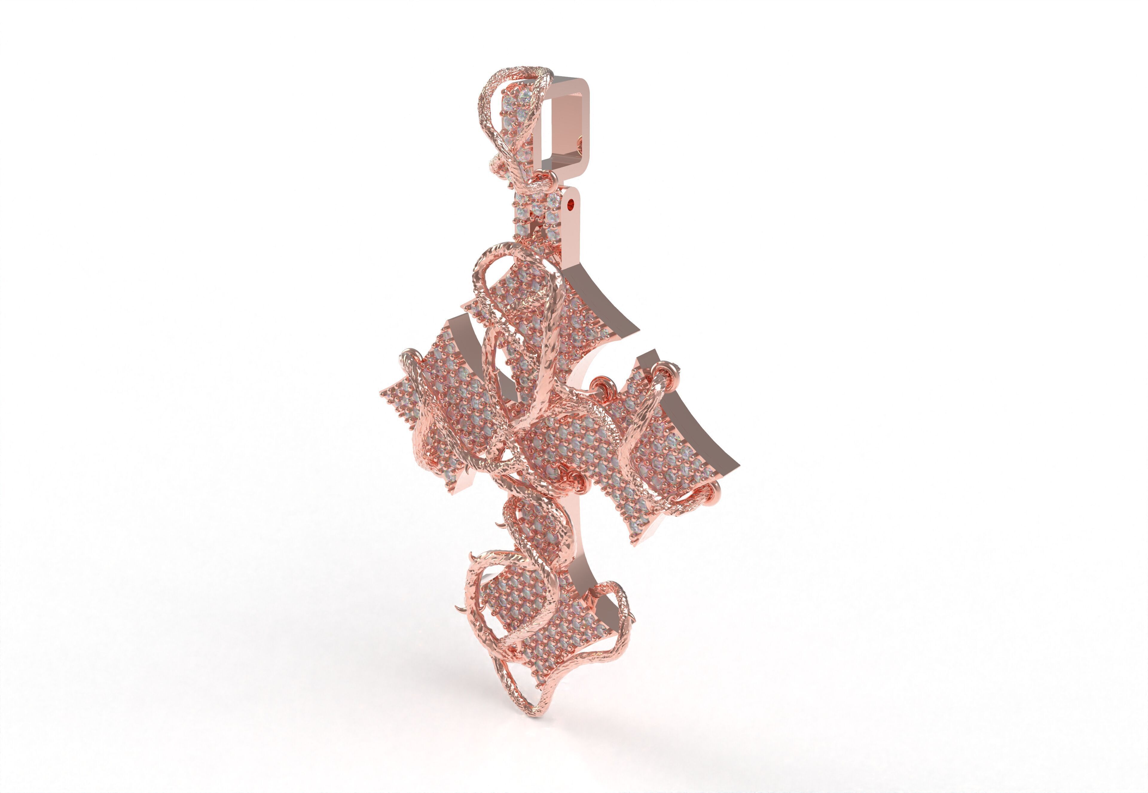 Cross Diamond Pendant 3D print model_20