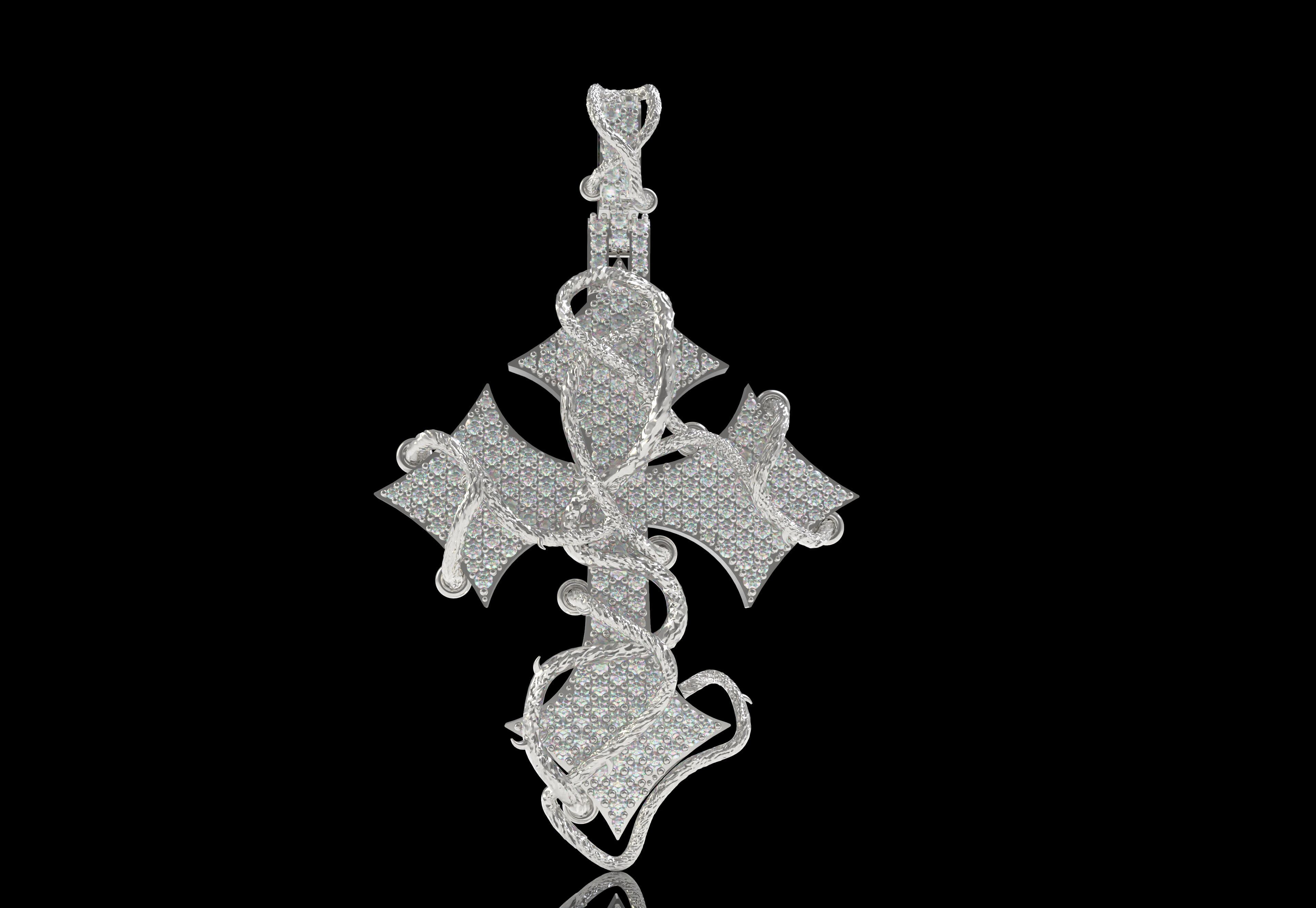 Cross Diamond Pendant 3D print model_38