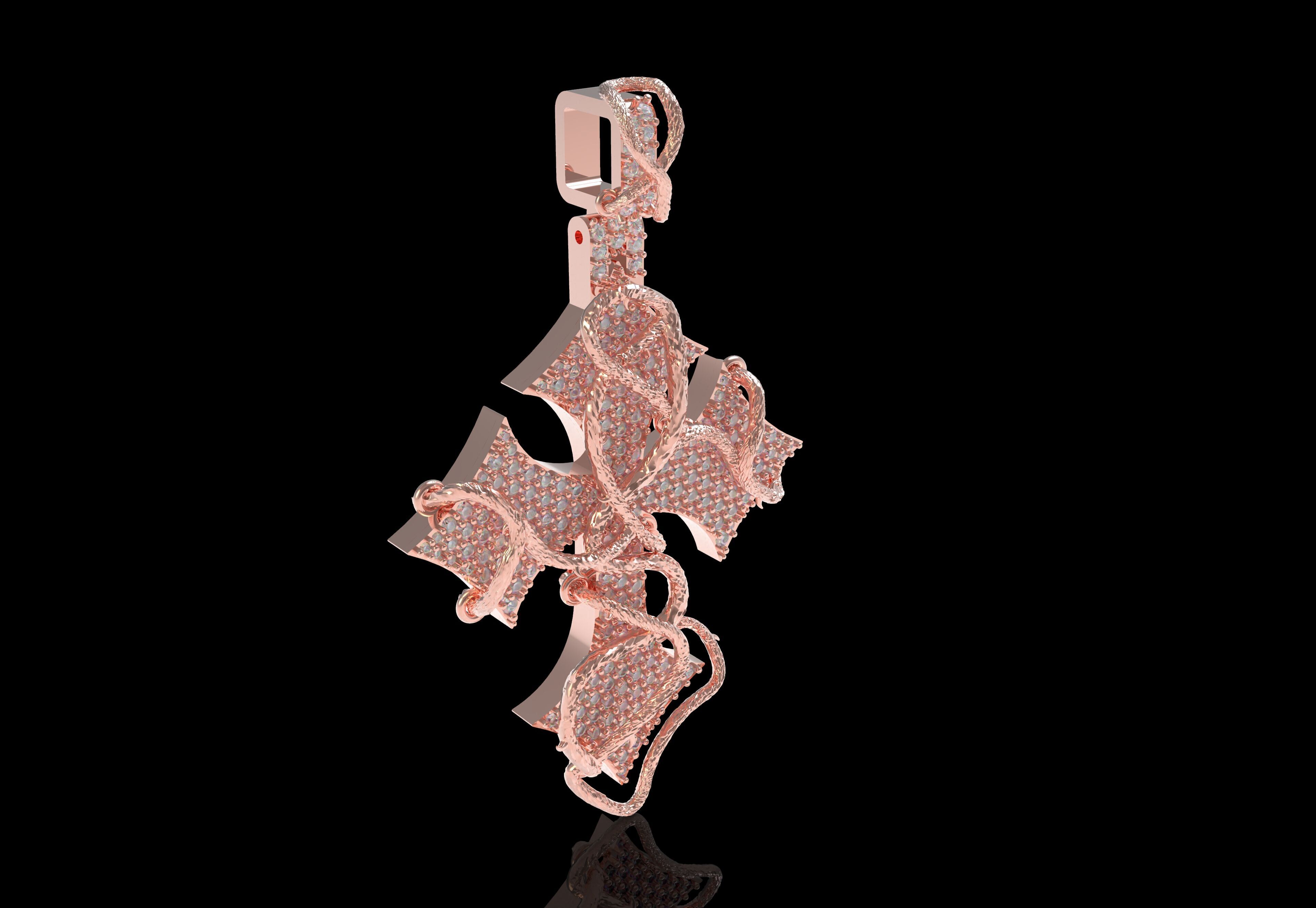 Cross Diamond Pendant 3D print model_10