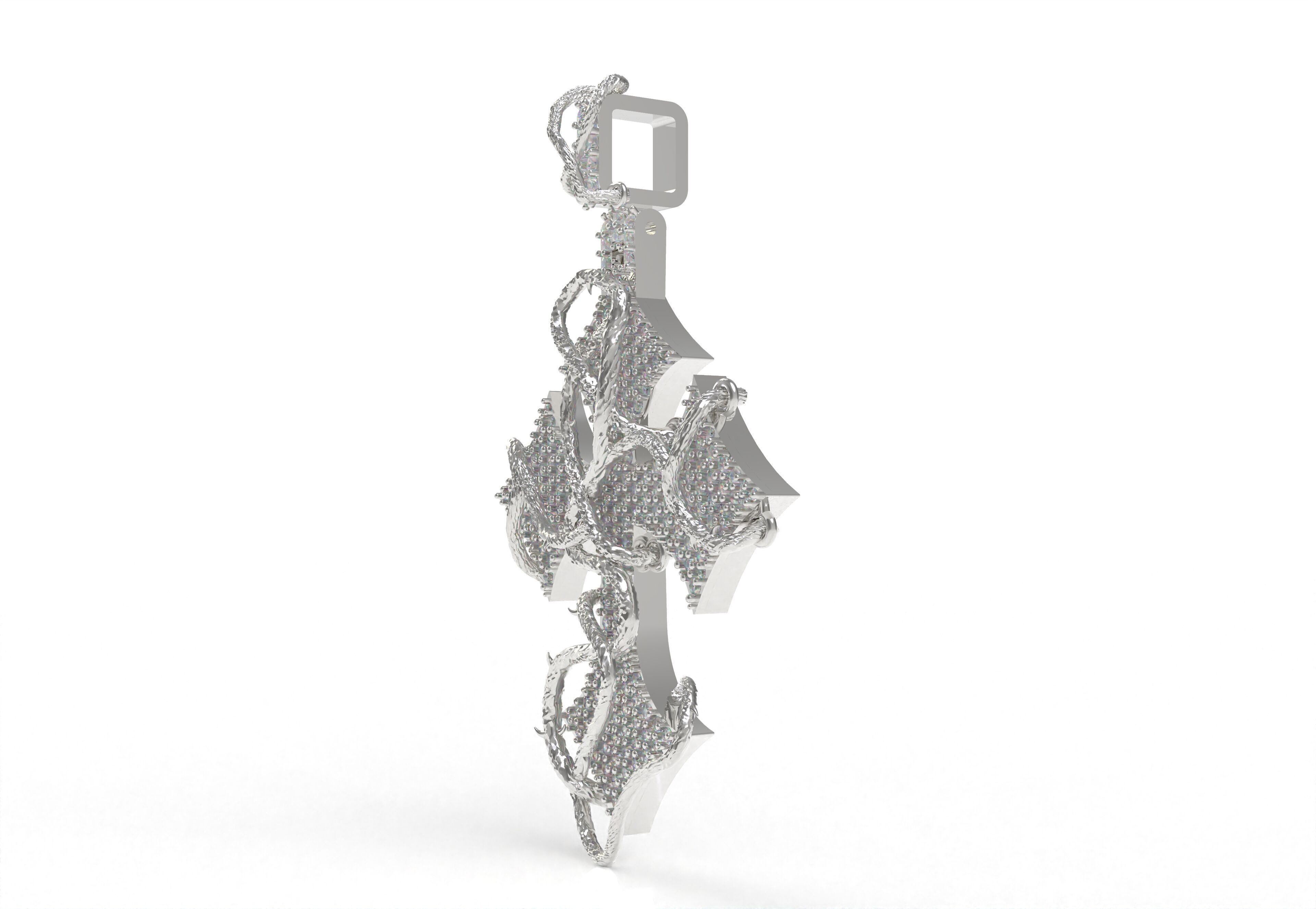 Cross Diamond Pendant 3D print model_29