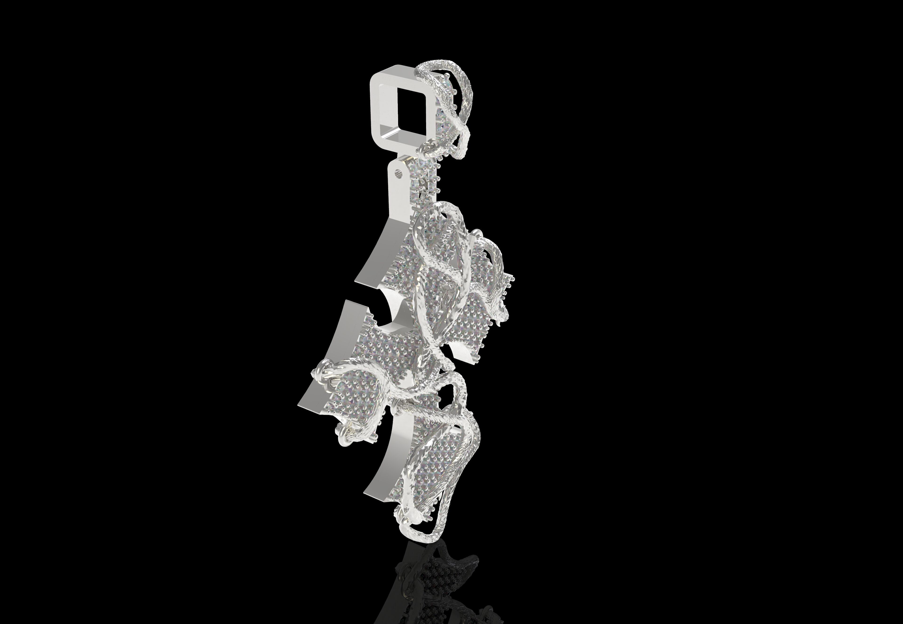 Cross Diamond Pendant 3D print model_37