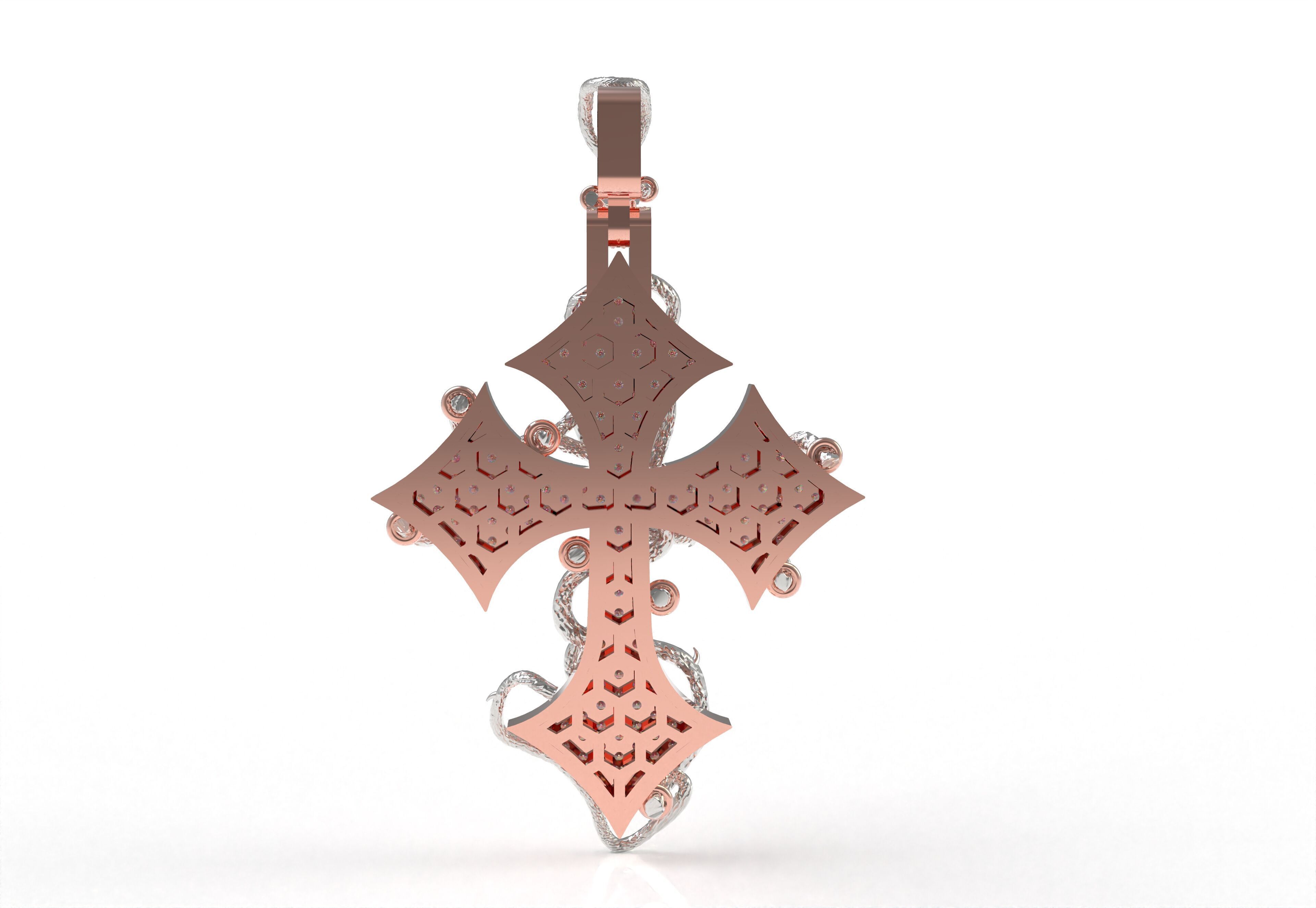 Cross Diamond Pendant 3D print model_28