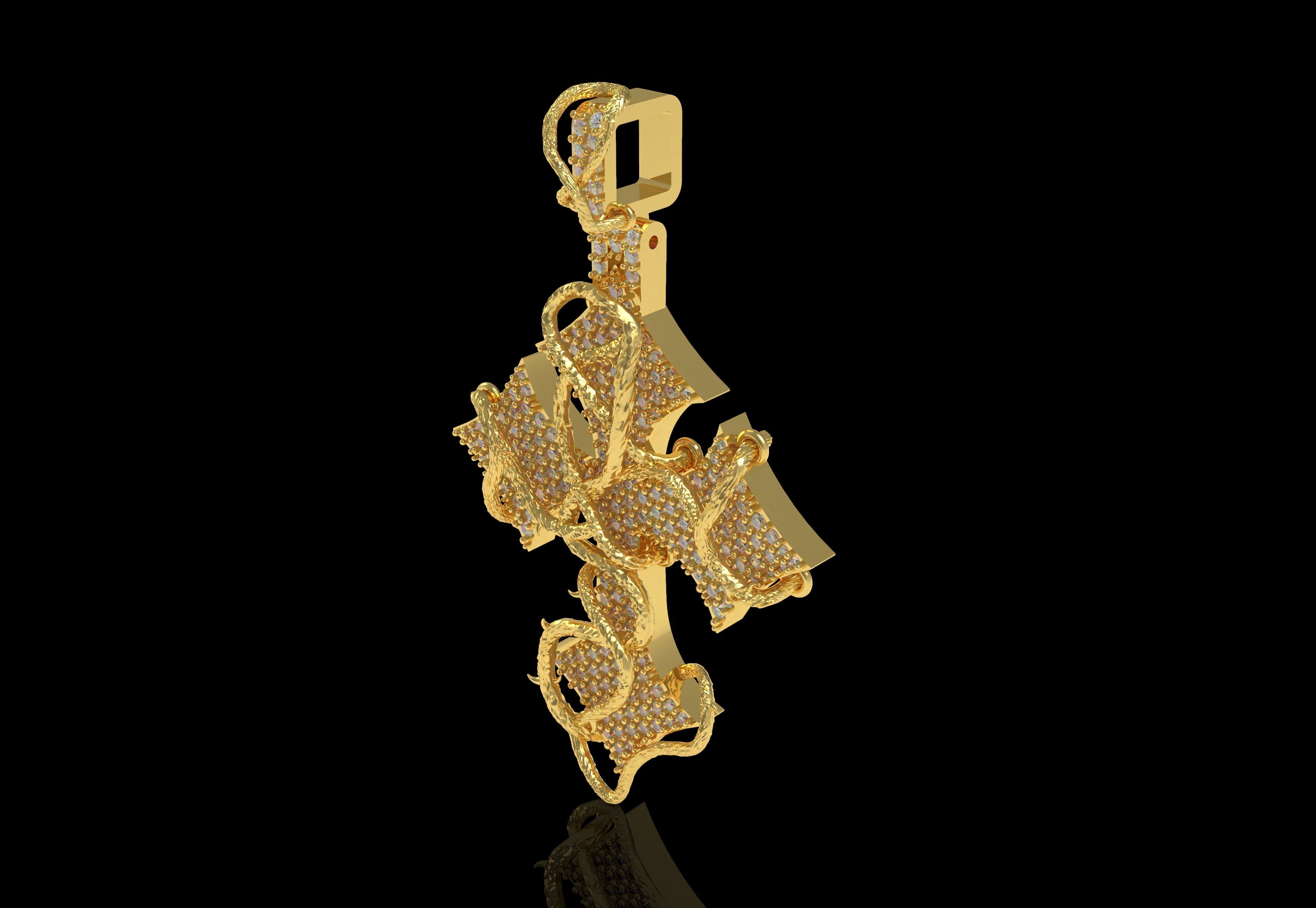 Cross Diamond Pendant 3D print model_1