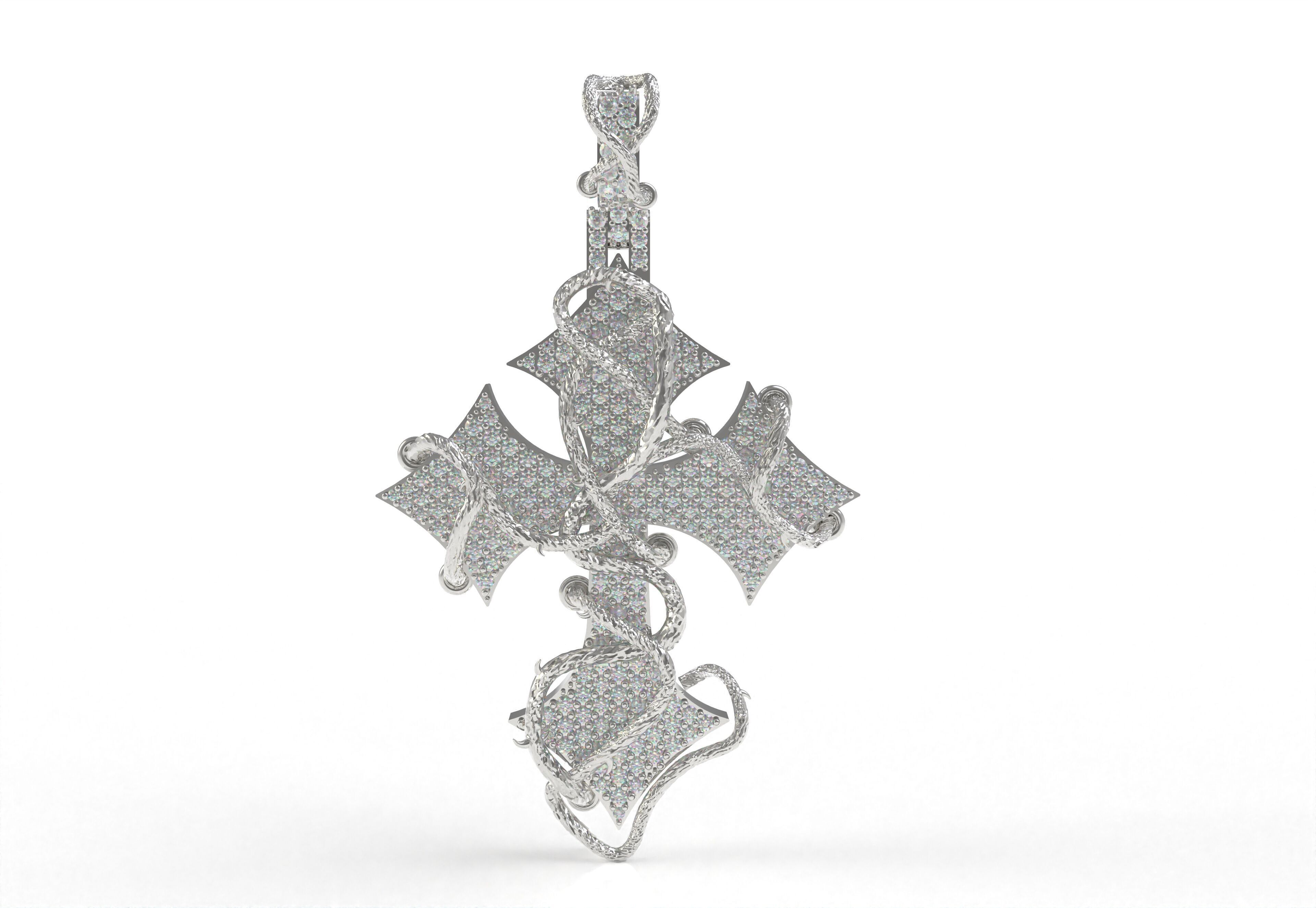 Cross Diamond Pendant 3D print model_30