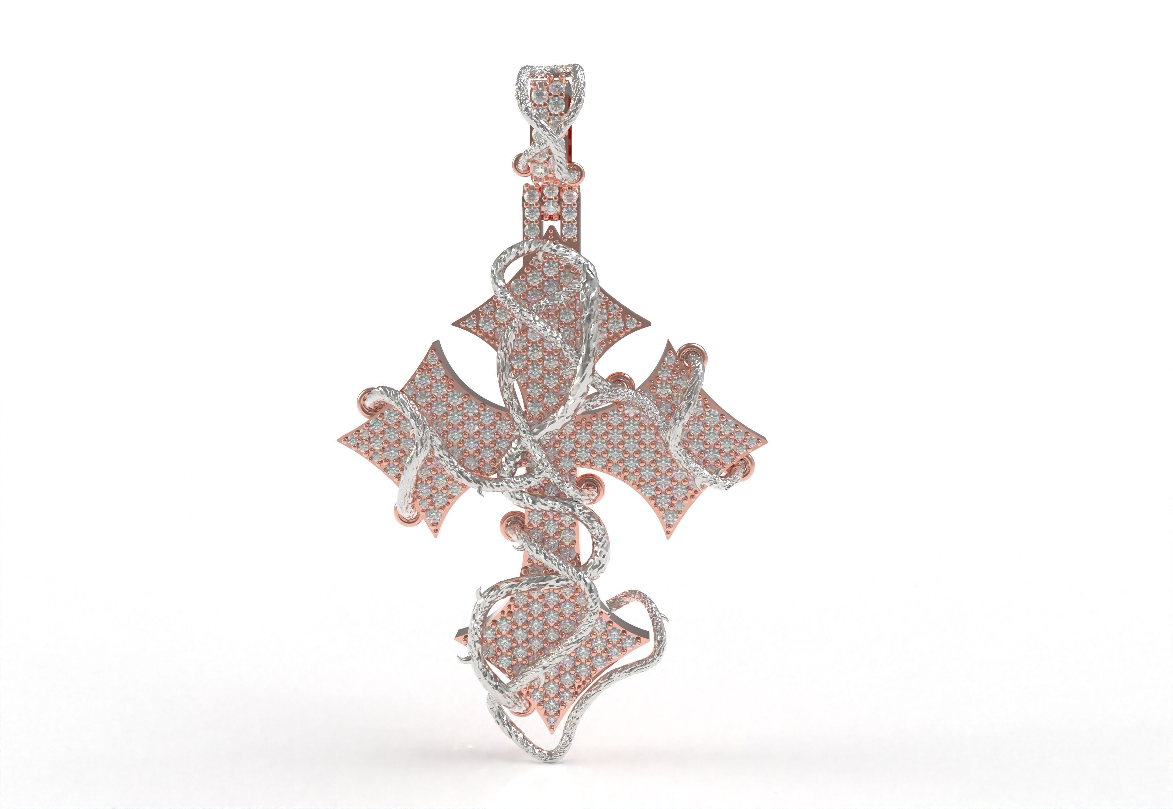 Cross Diamond Pendant 3D print model_25