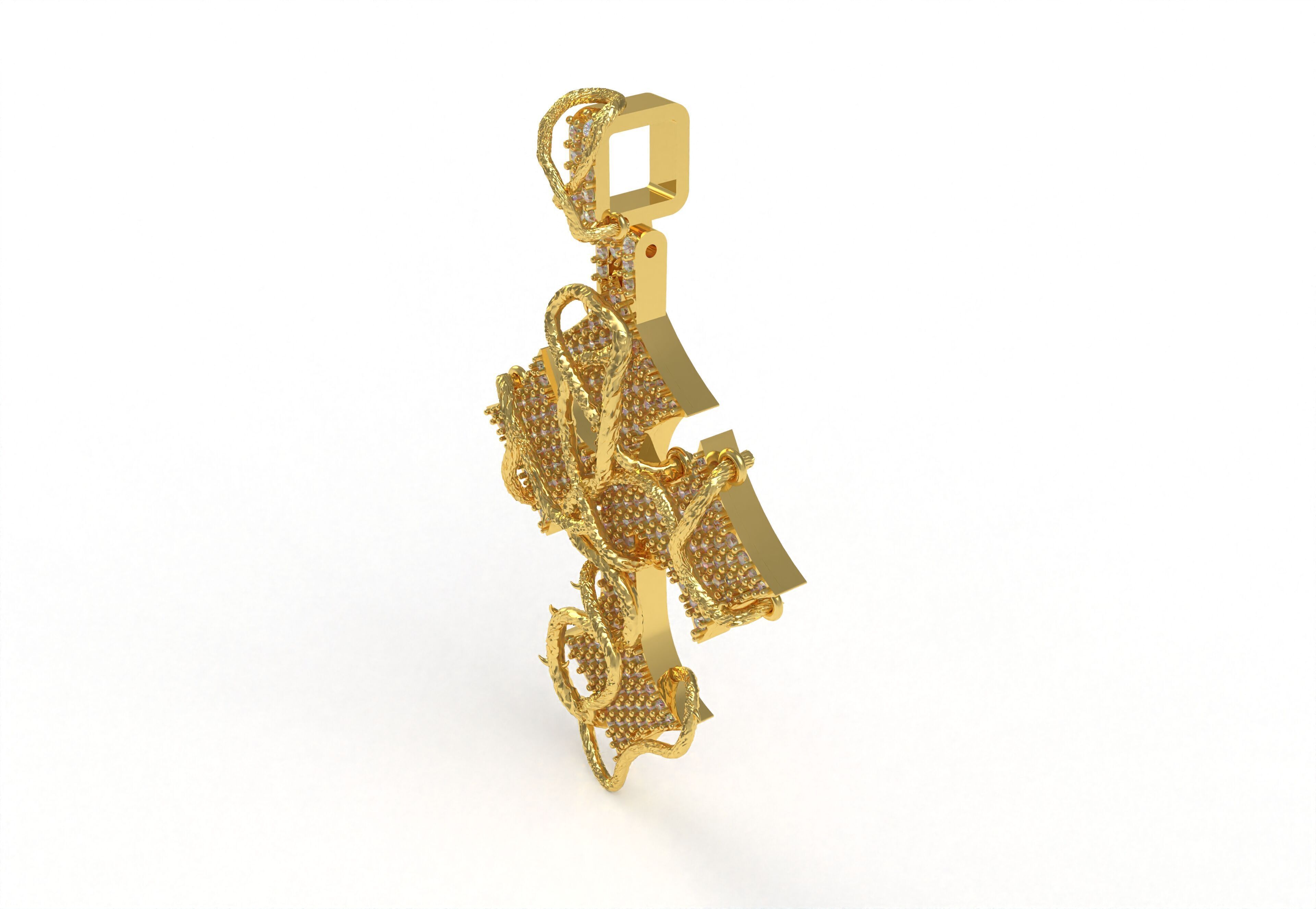 Cross Diamond Pendant 3D print model_41