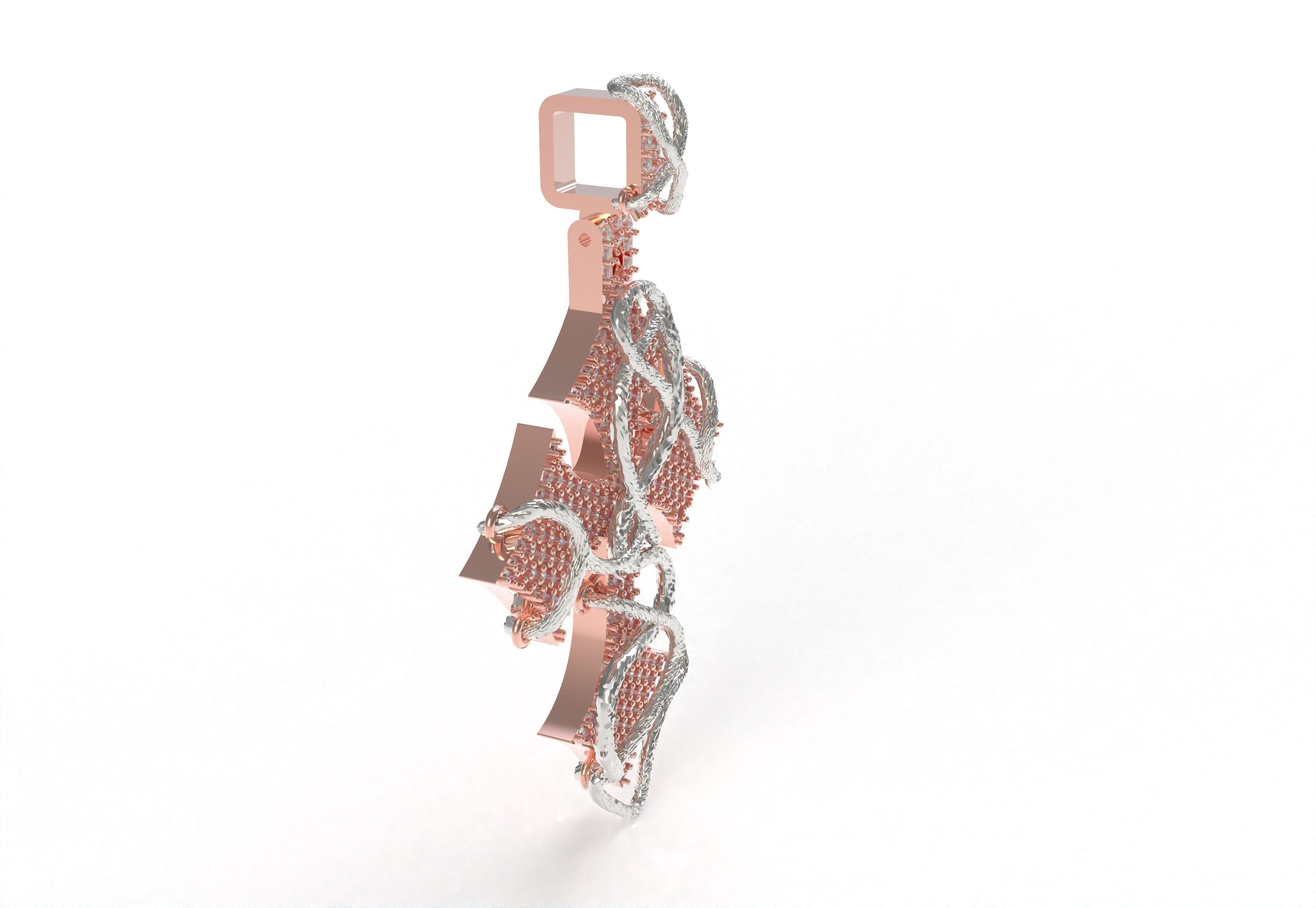 Cross Diamond Pendant 3D print model_24