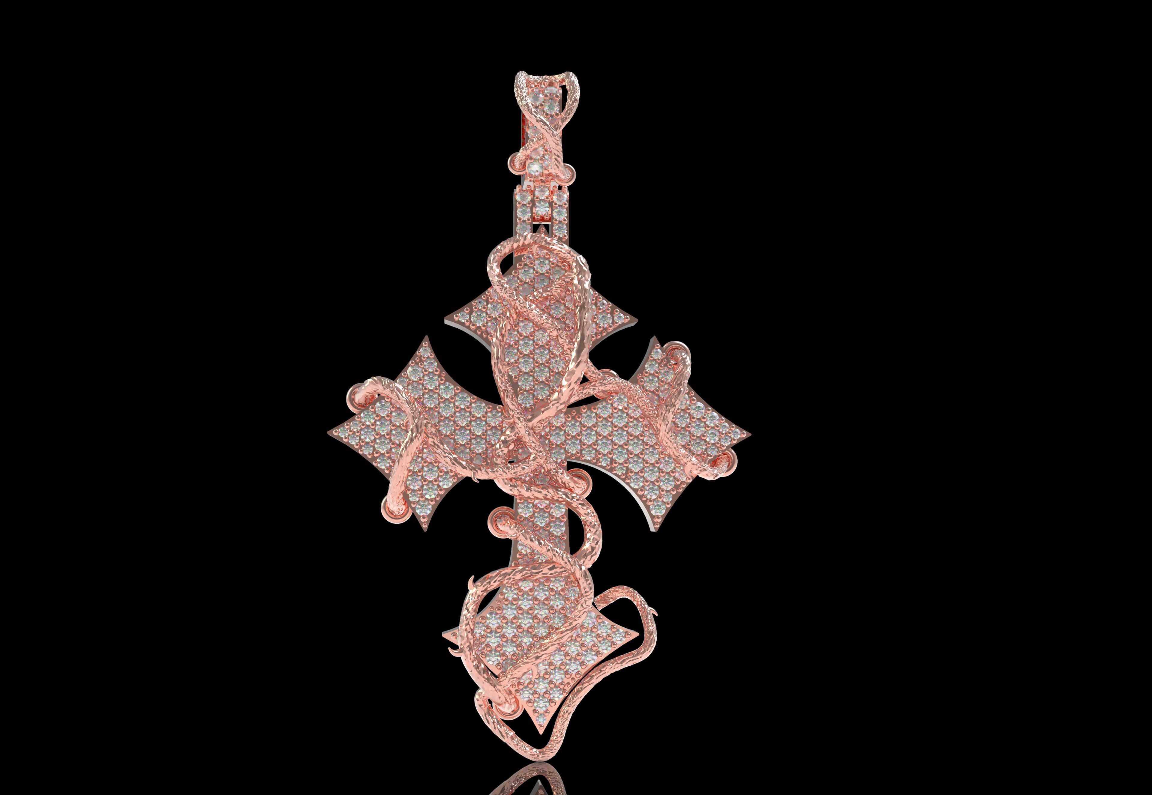 Cross Diamond Pendant 3D print model_11