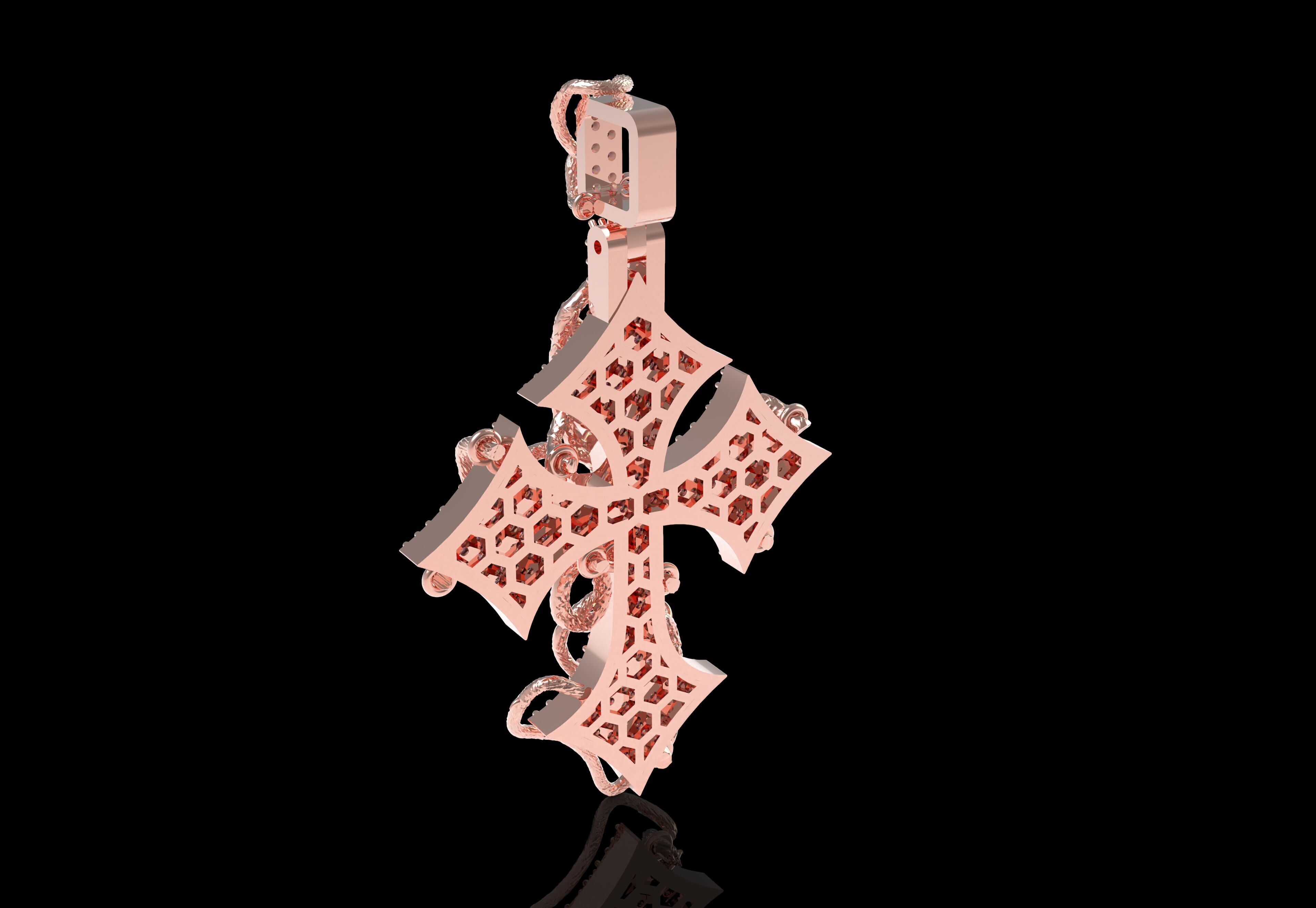Cross Diamond Pendant 3D print model_14