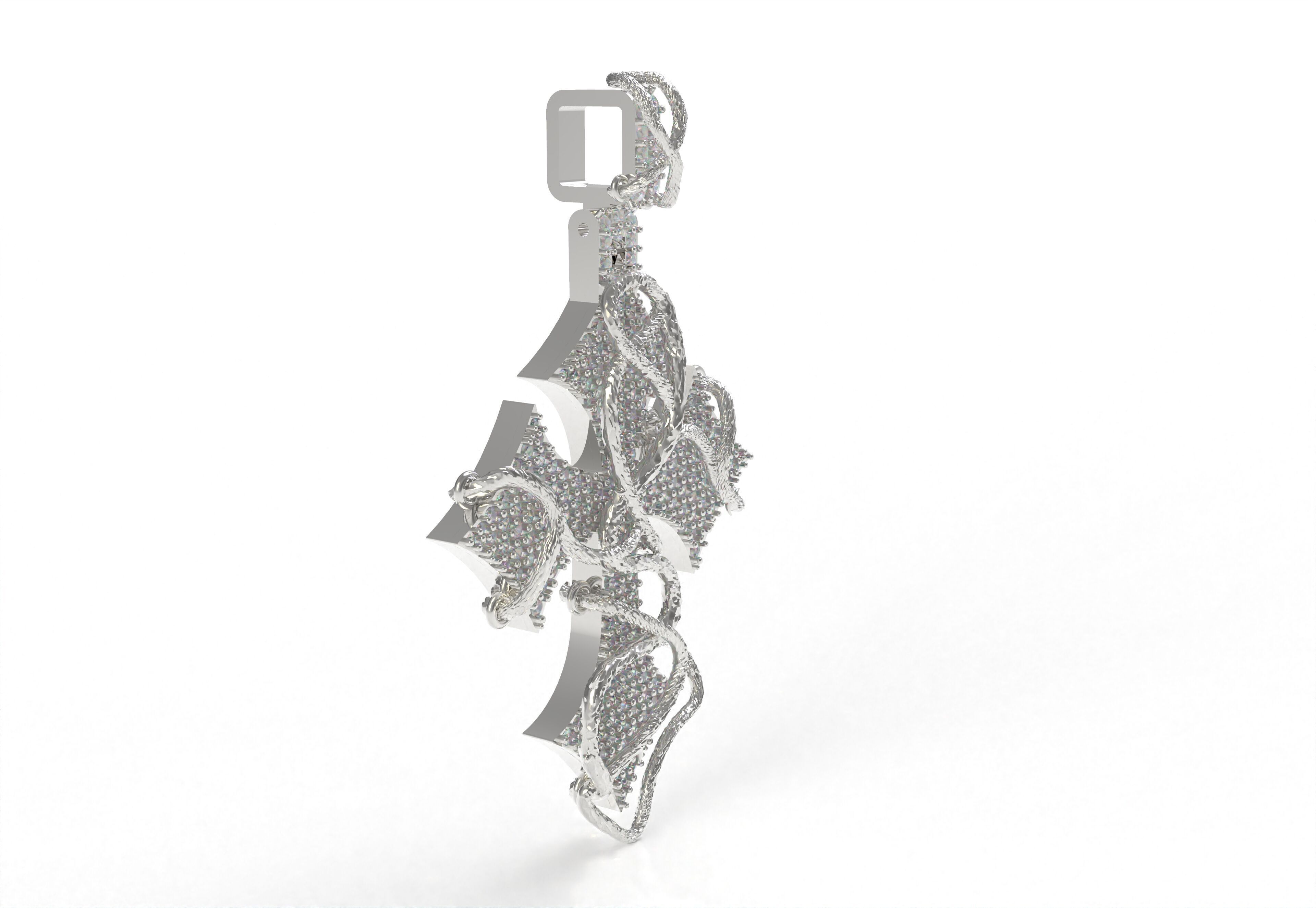 Cross Diamond Pendant 3D print model_31