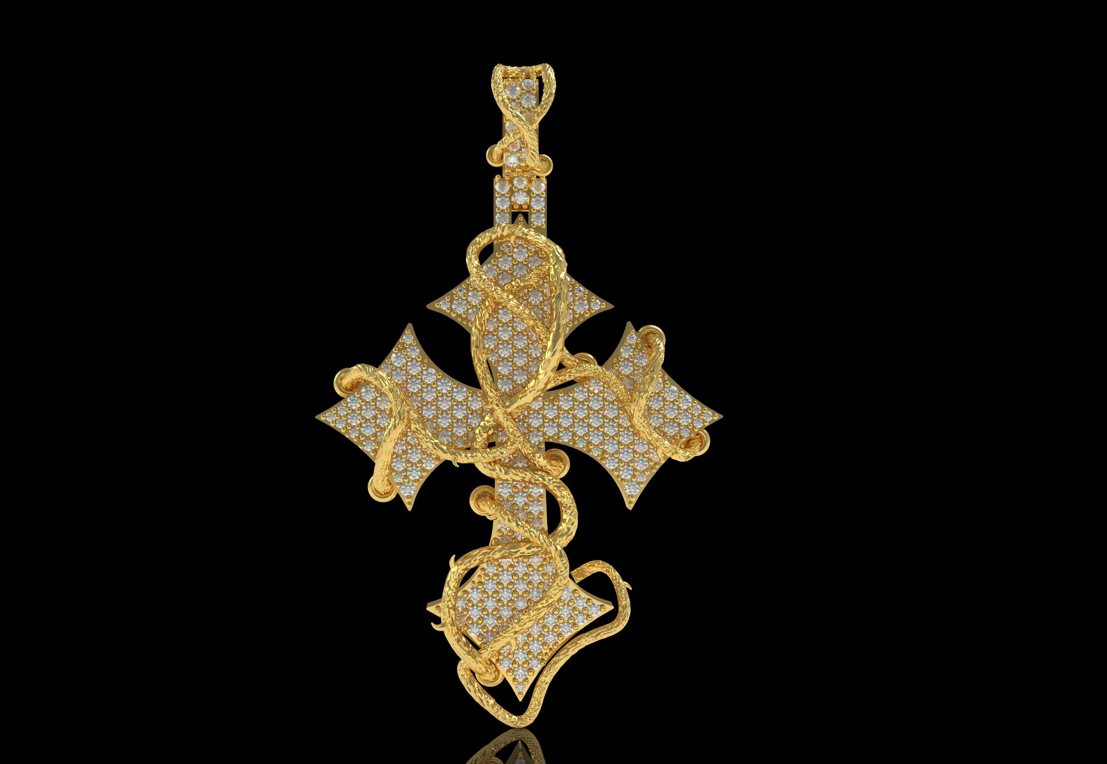 Cross Diamond Pendant 3D print model_2