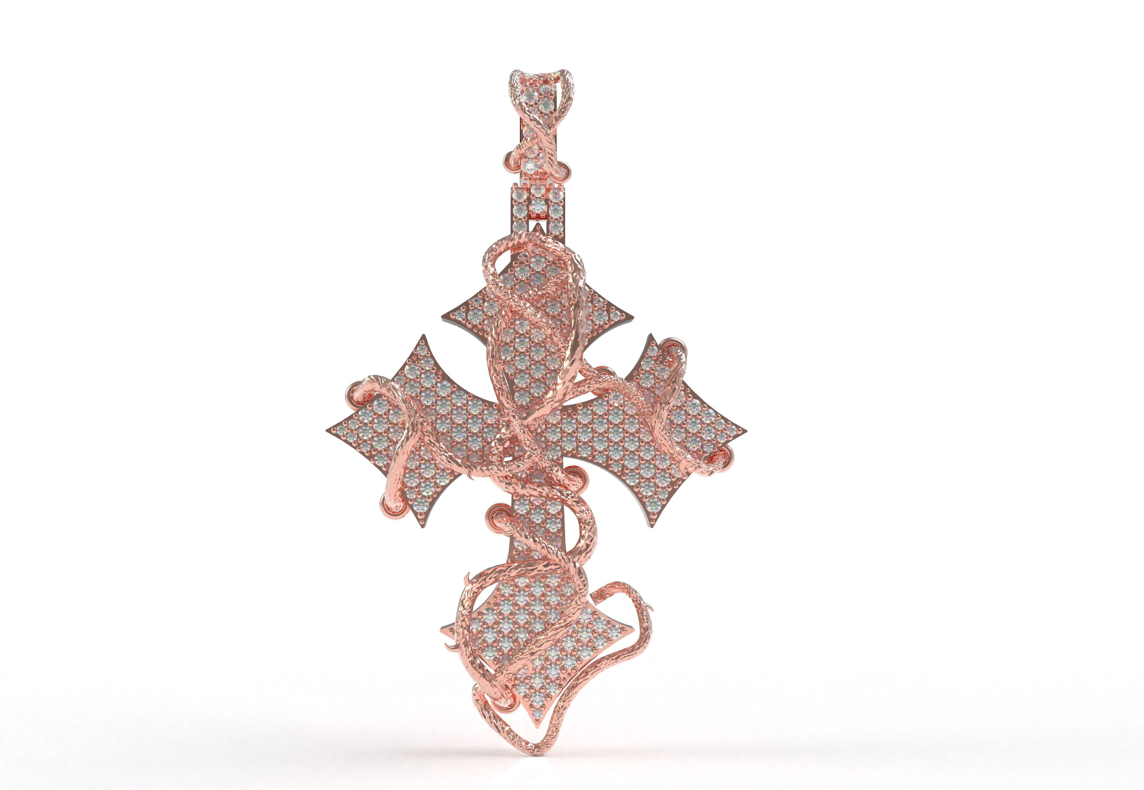 Cross Diamond Pendant 3D print model_22
