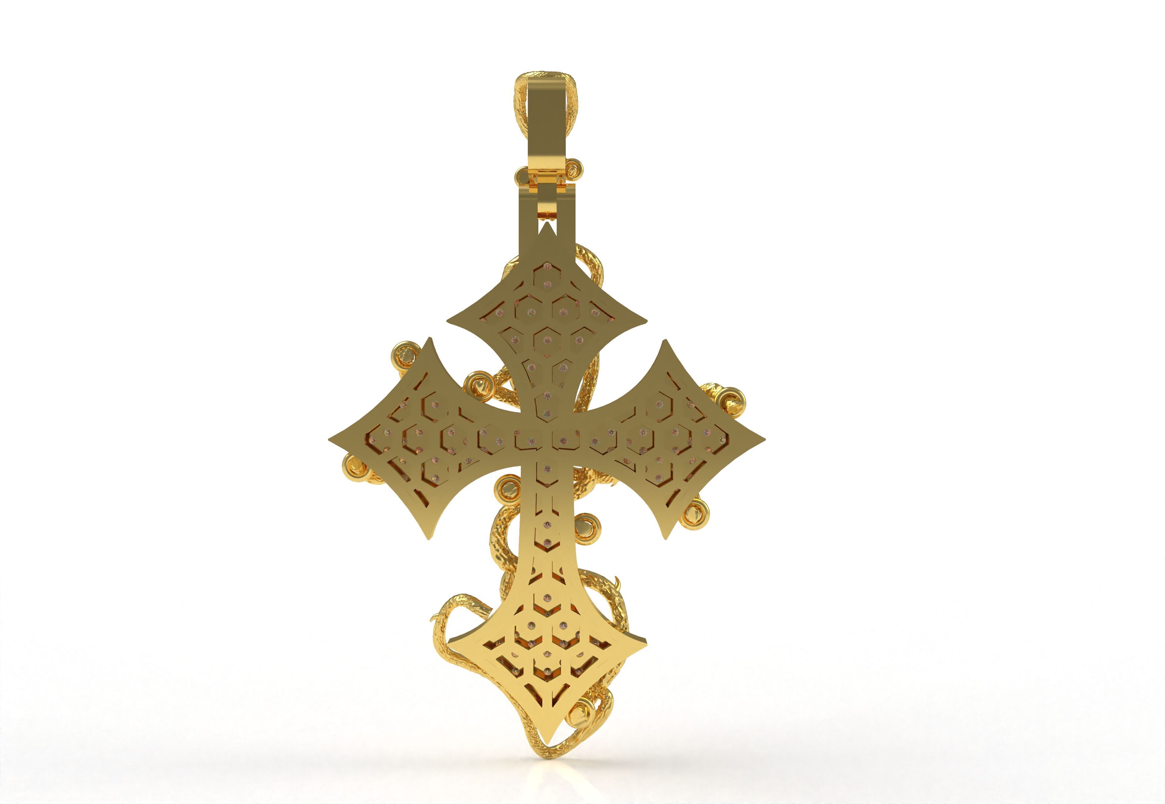 Cross Diamond Pendant 3D print model_40