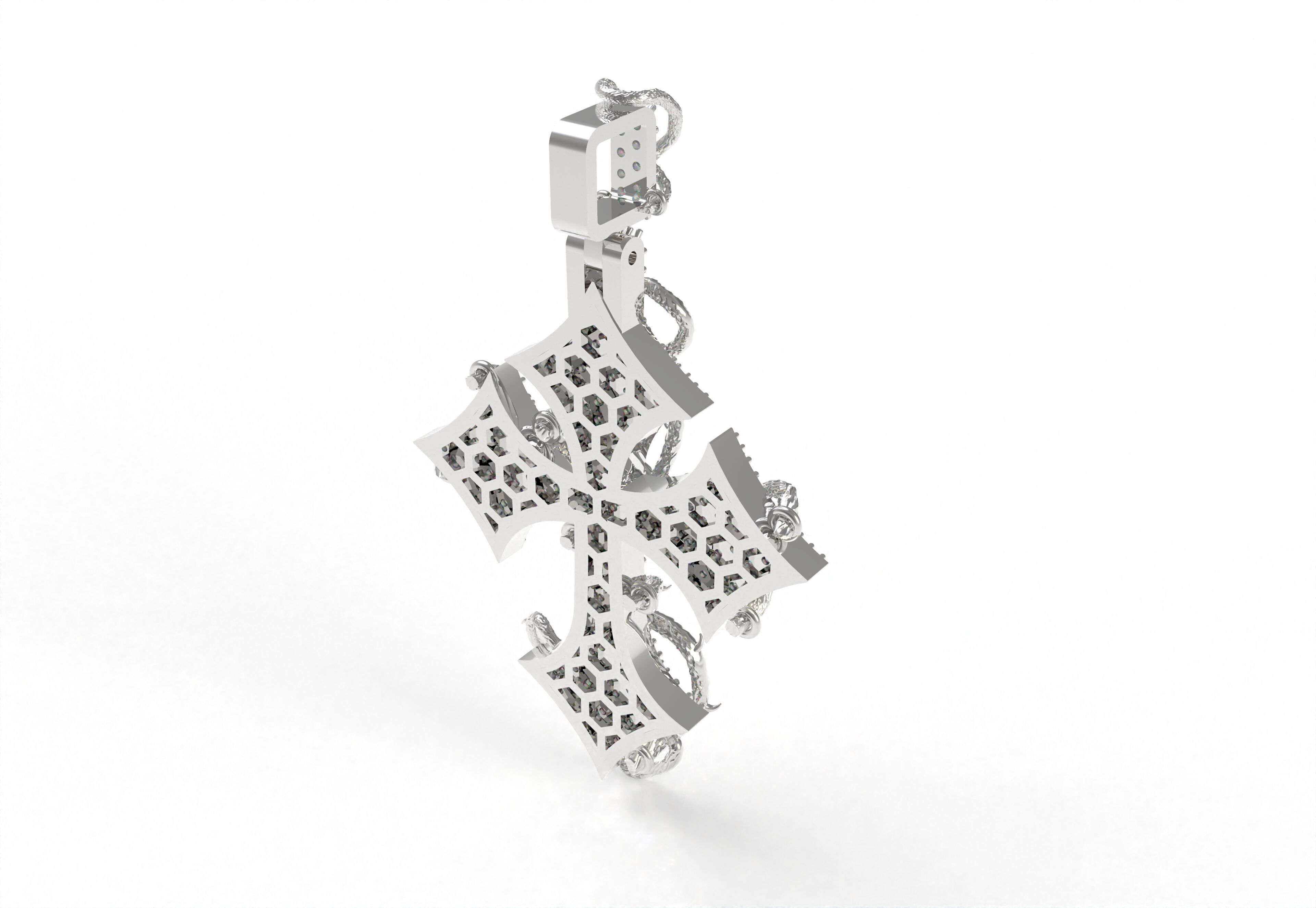 Cross Diamond Pendant 3D print model_33