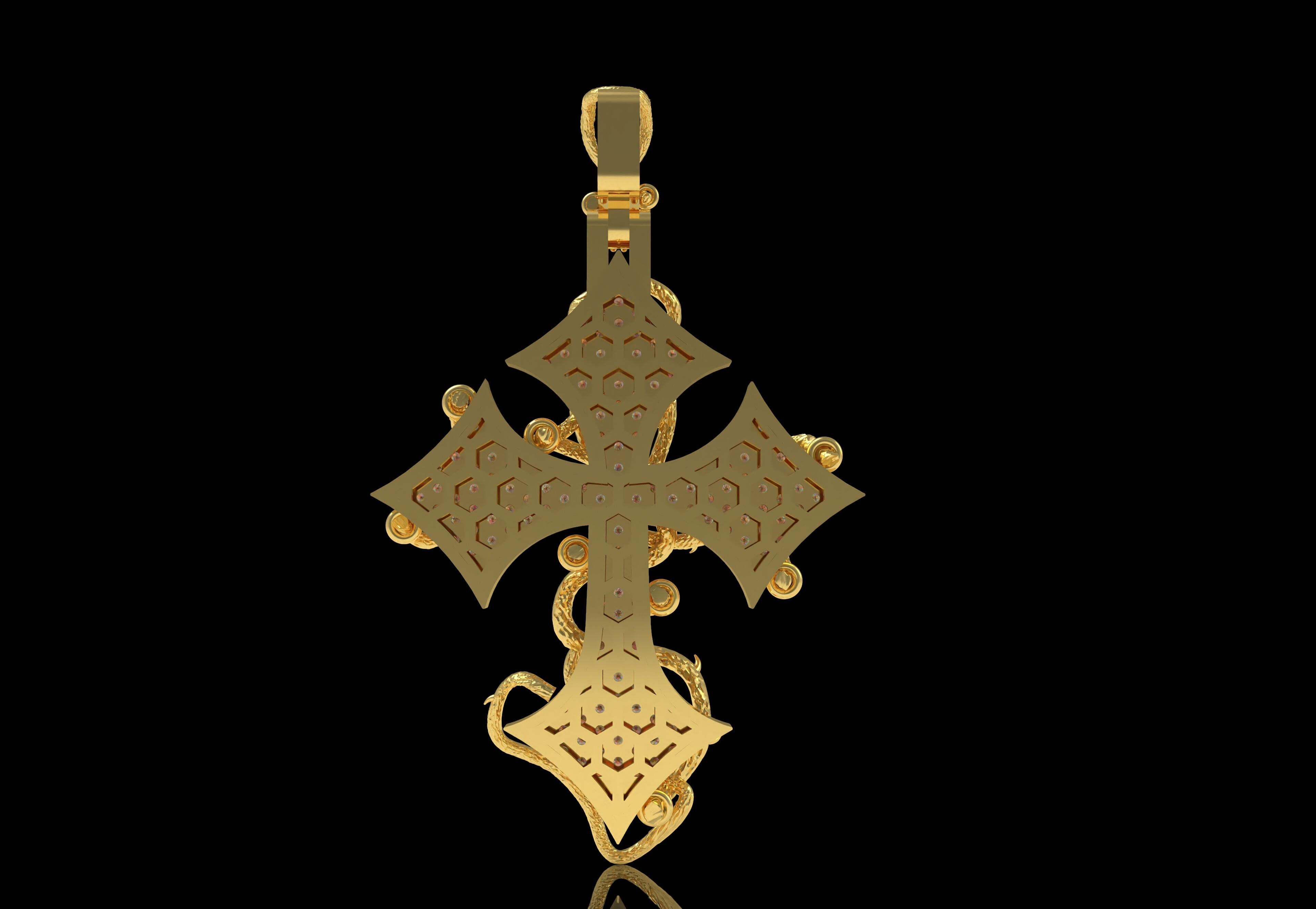 Cross Diamond Pendant 3D print model_9