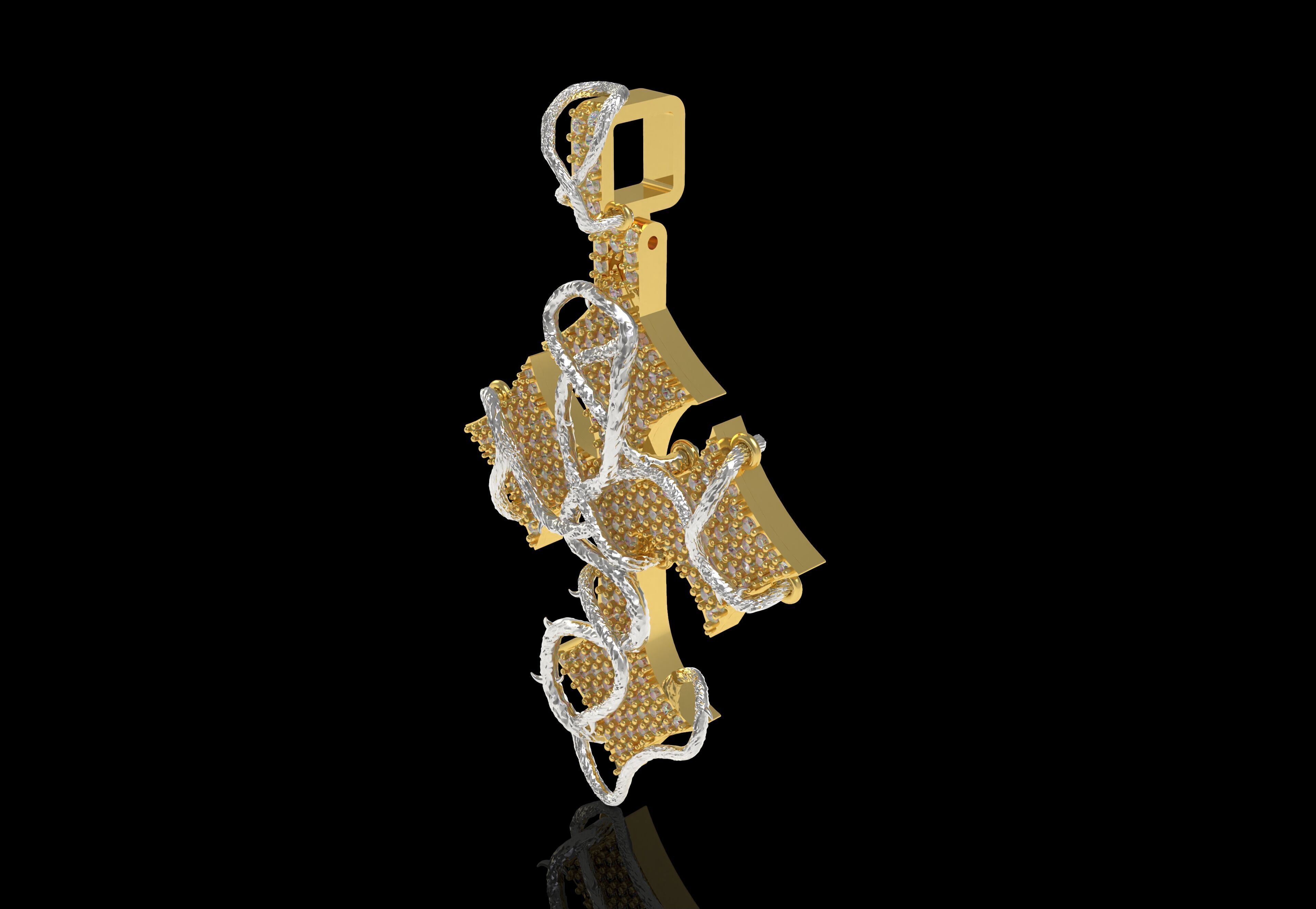 Cross Diamond Pendant 3D print model_6
