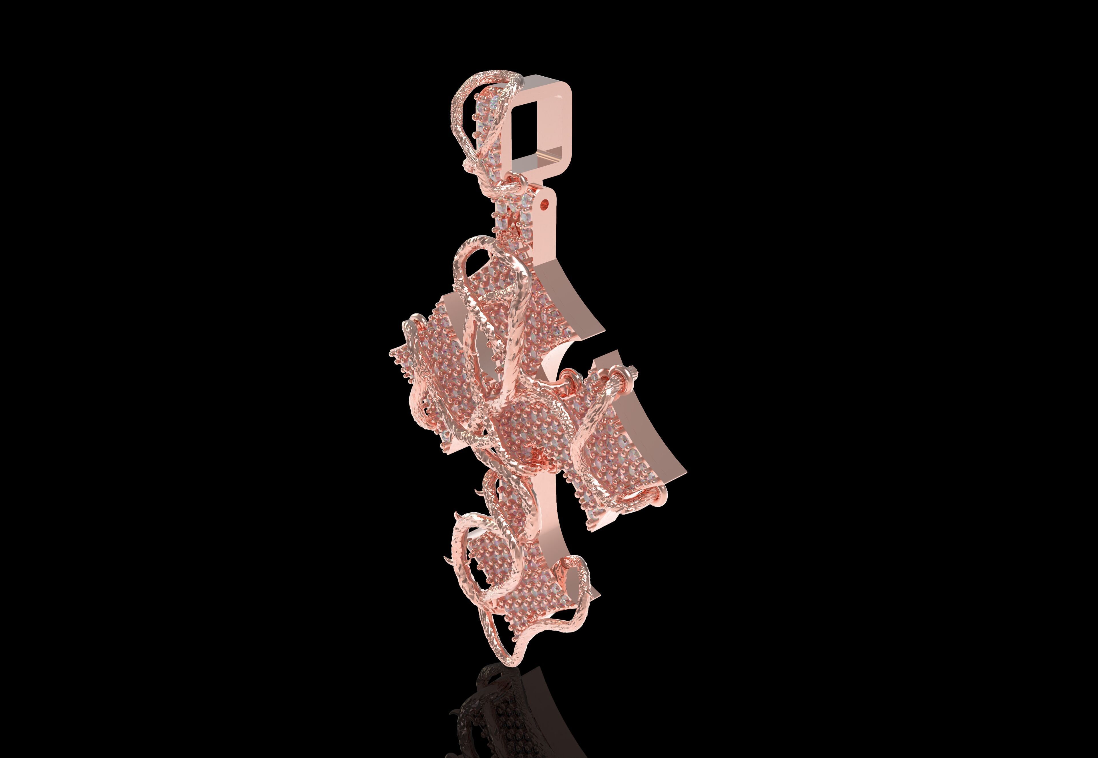 Cross Diamond Pendant 3D print model_12