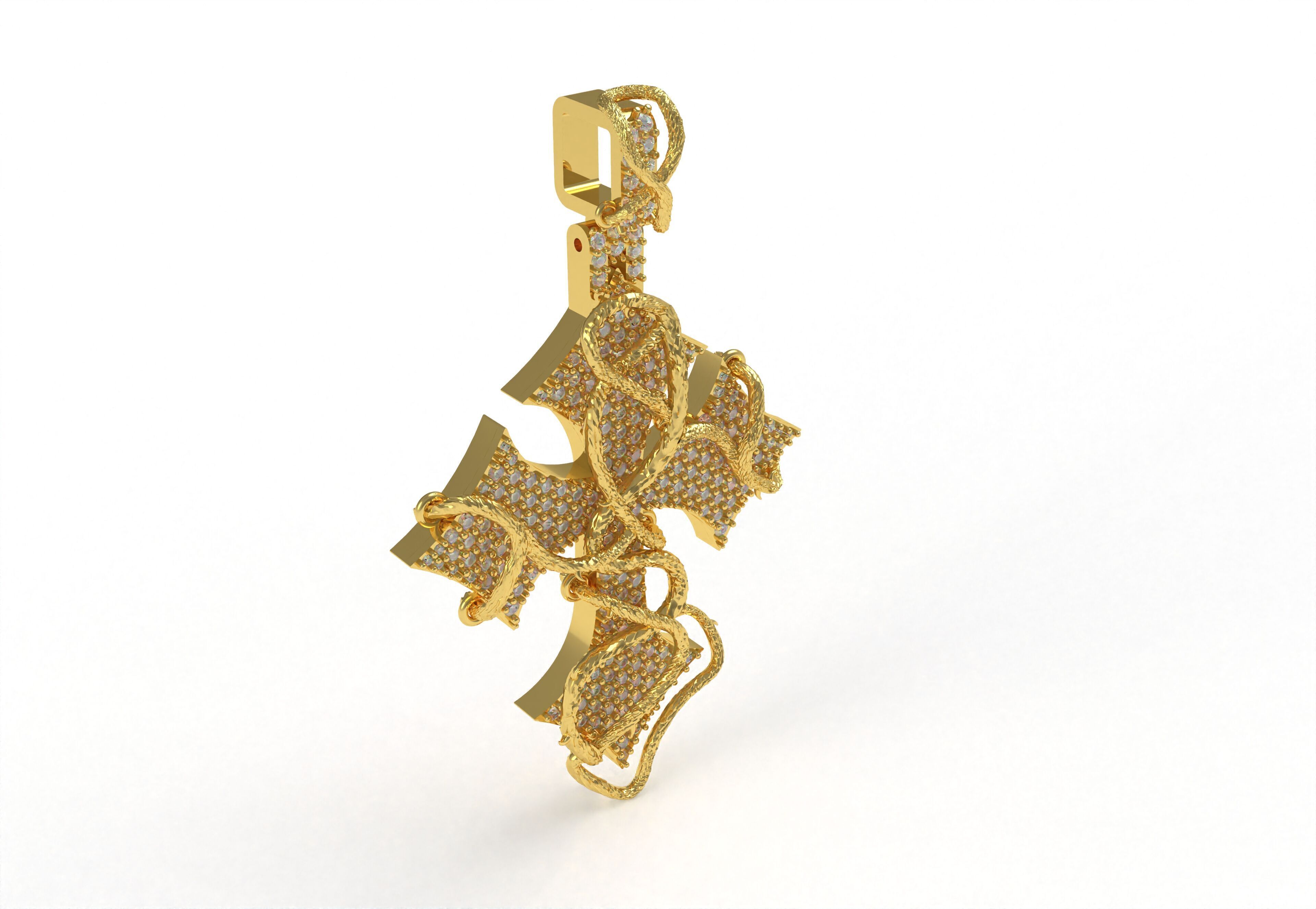 Cross Diamond Pendant 3D print model_21