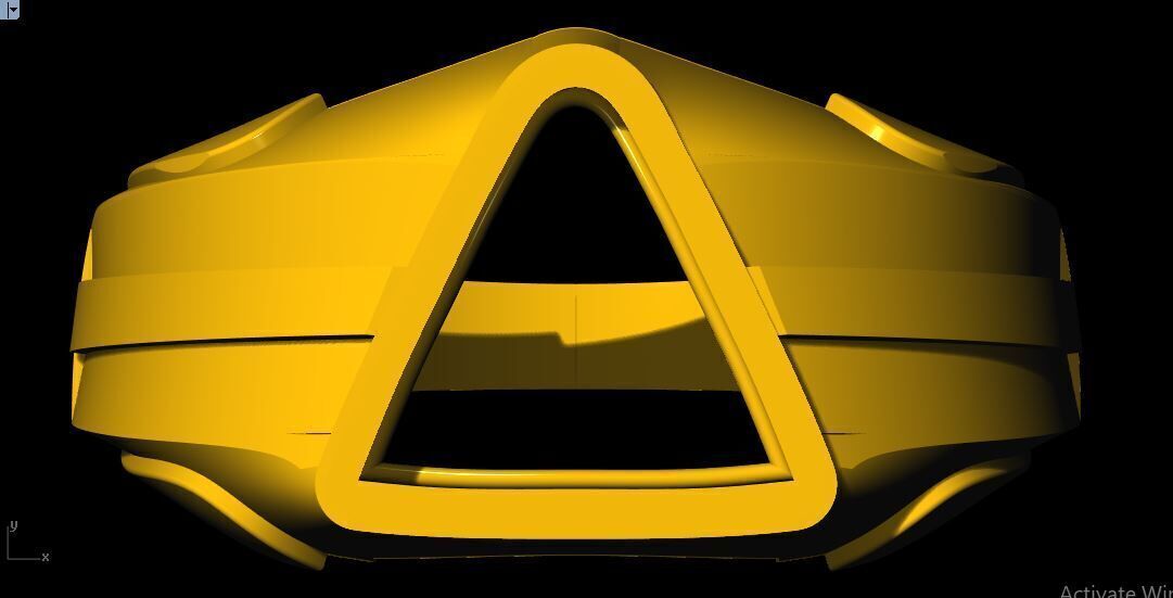 triangluar shape stone ring 3dm file 3D print model_1