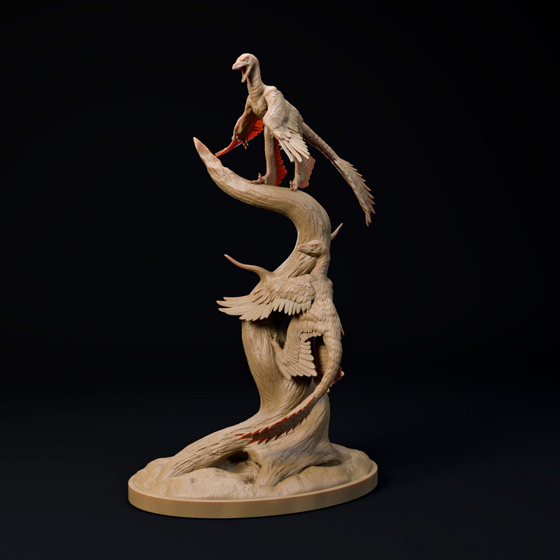 Microraptor pair 1-6 scale pre-supported dinosaur 3D print model_3