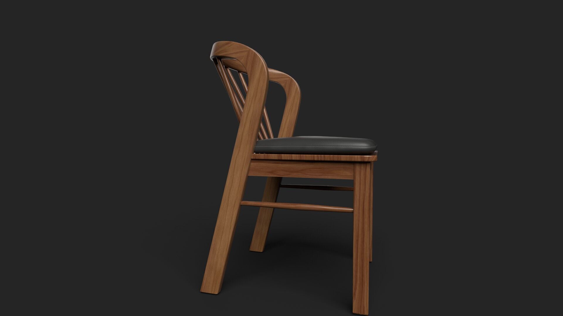 Wood Chair Low-poly 3D model_3