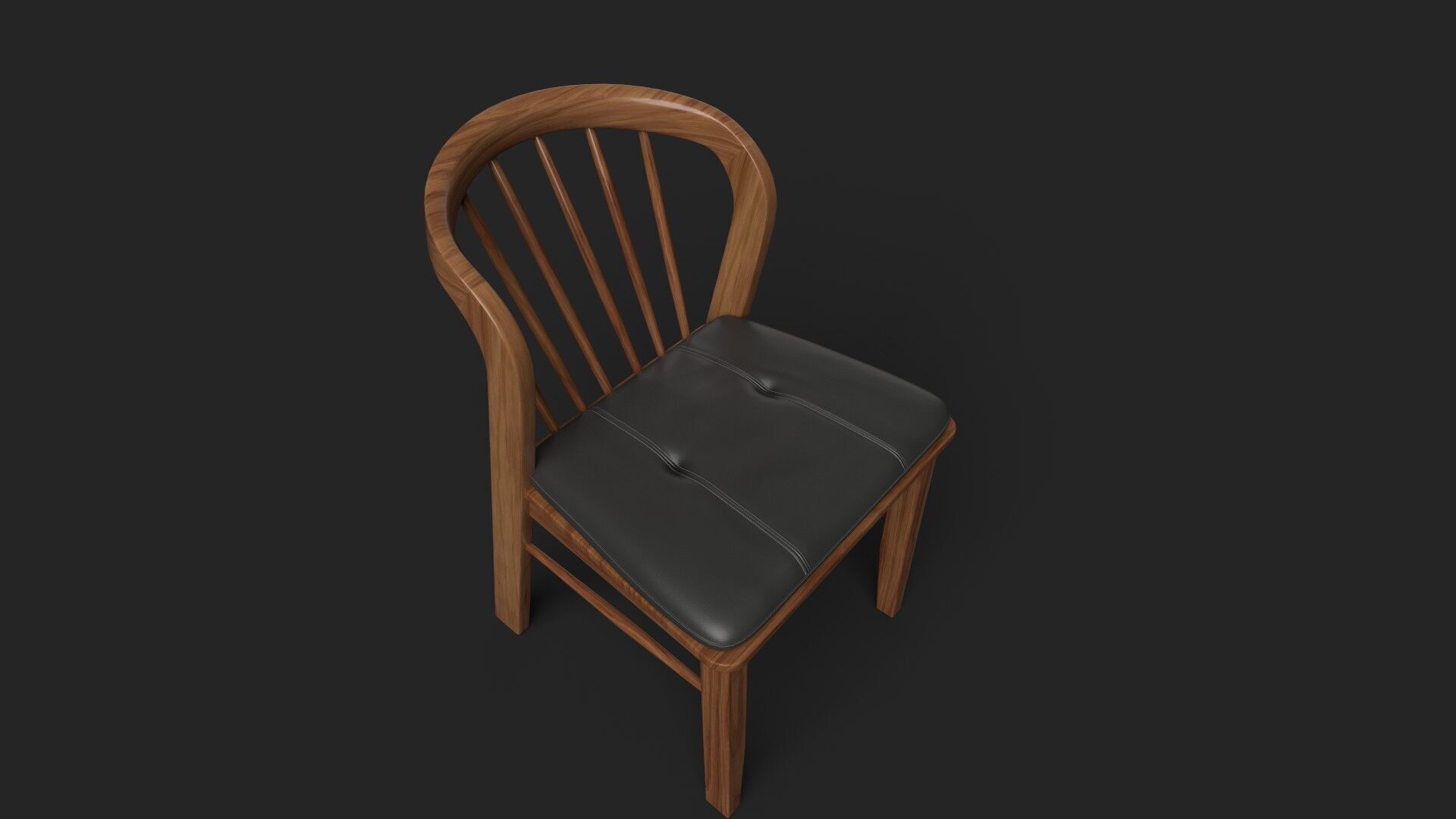 Wood Chair Low-poly 3D model_4