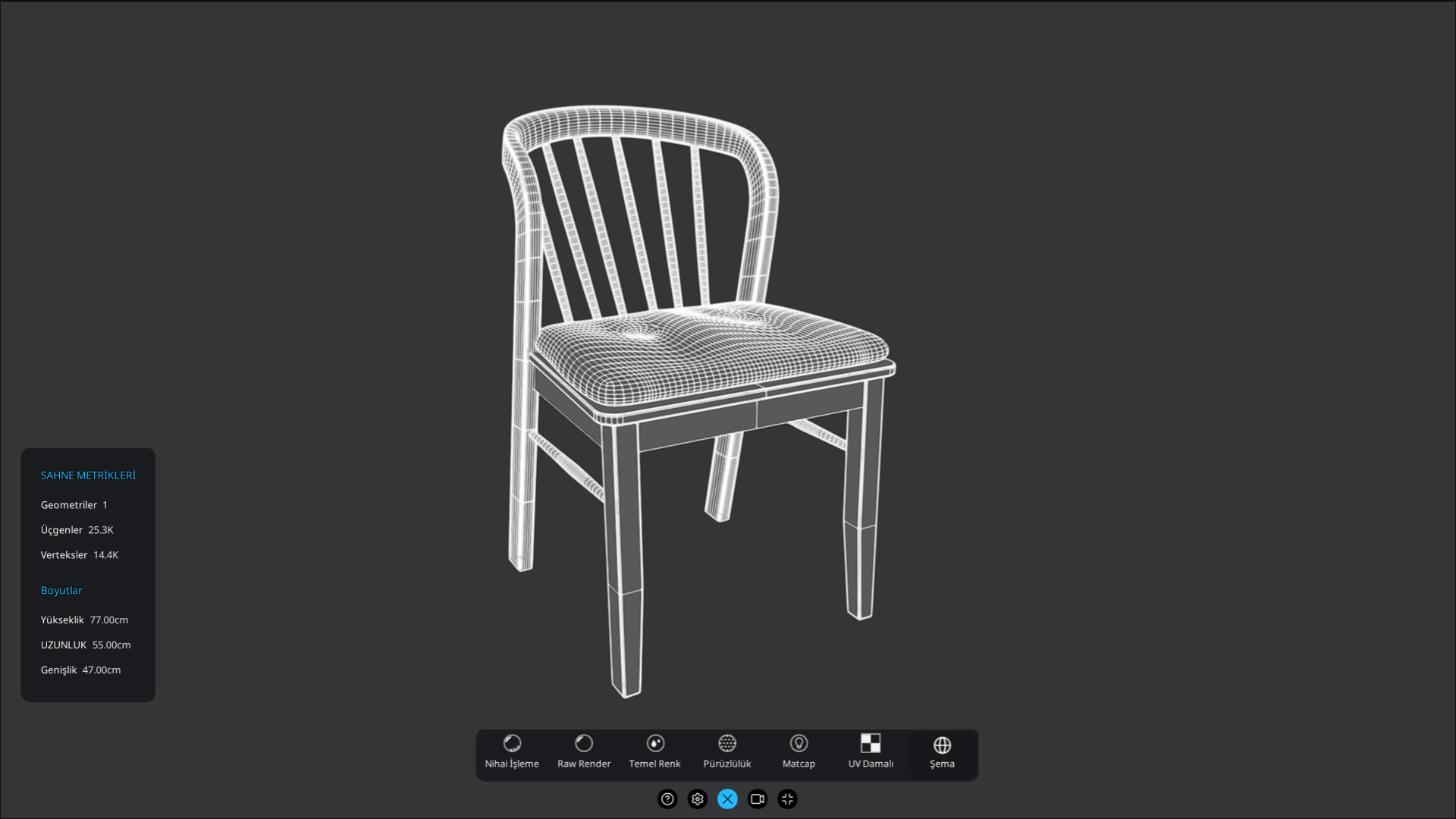 Wood Chair Low-poly 3D model_2