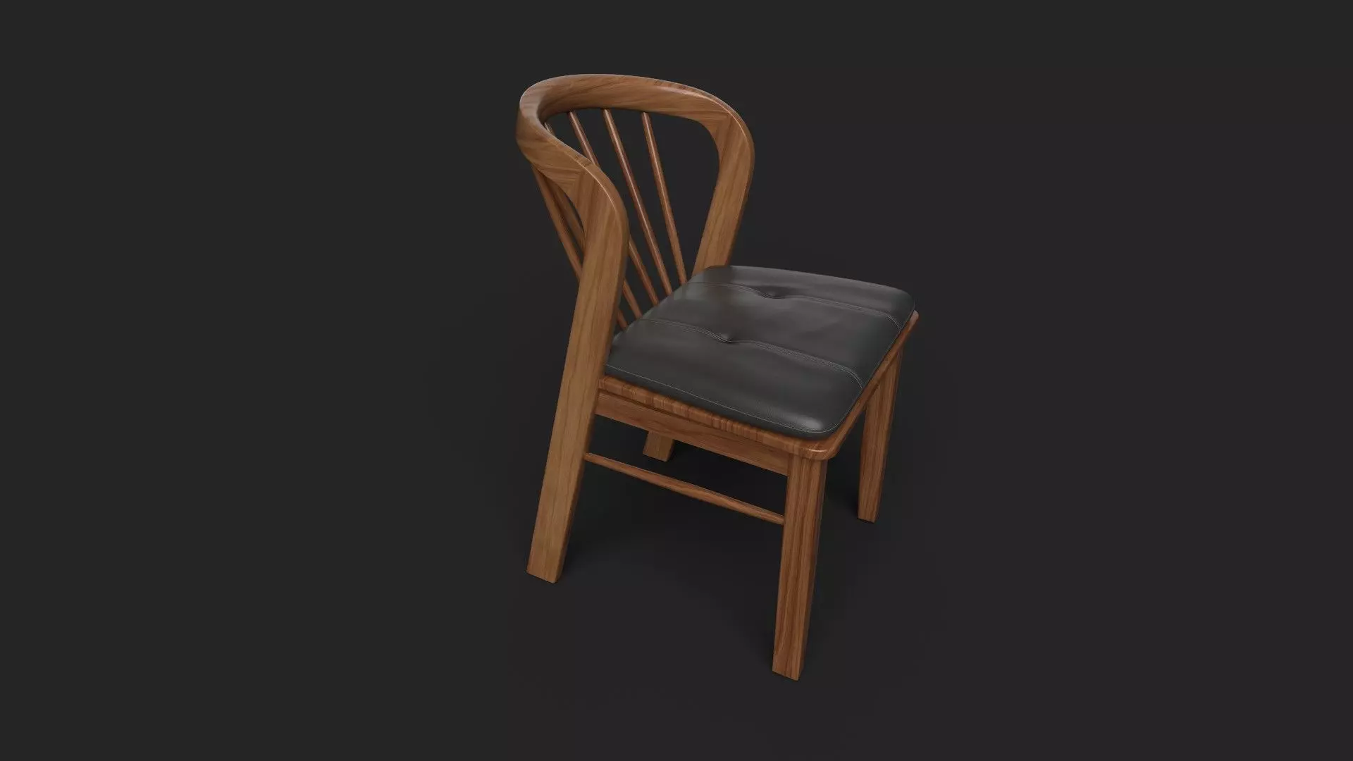 Wood Chair Low-poly 3D model_0