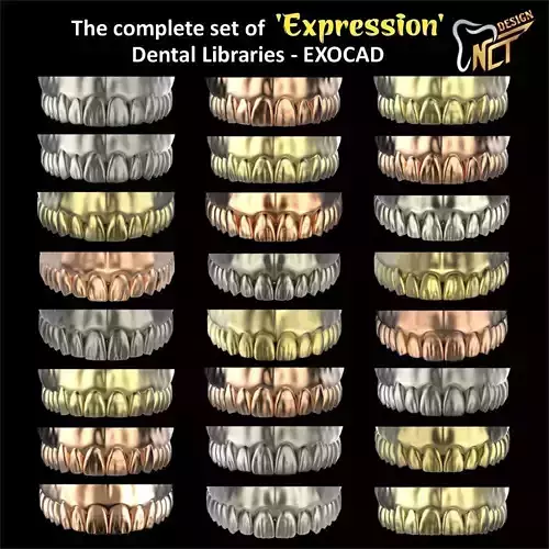 The complete set of 36 Expression dental libraries - Exocad Low-poly 3D model