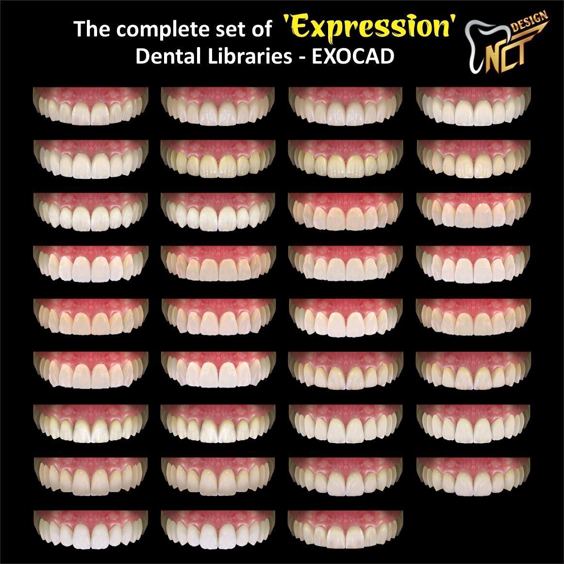 The complete set of 36 Expression dental libraries - Exocad Low-poly 3D model_2