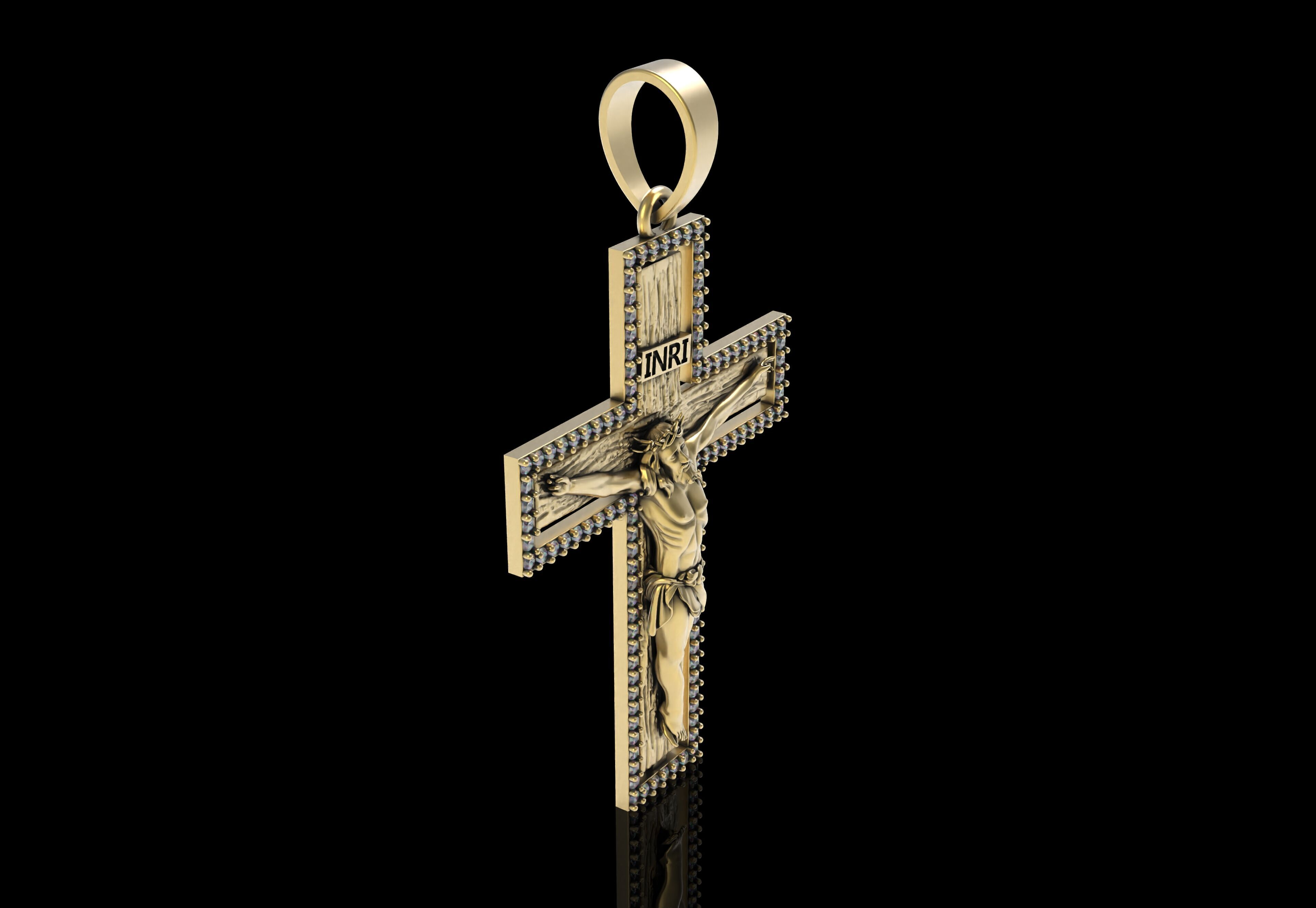 Jesus and Diamond Cross Pendant 3D print model_23